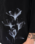 Black Relaxed Fit Floral Print Shirt