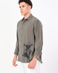 Pastel Green Relaxed Fit Floral Print Shirt