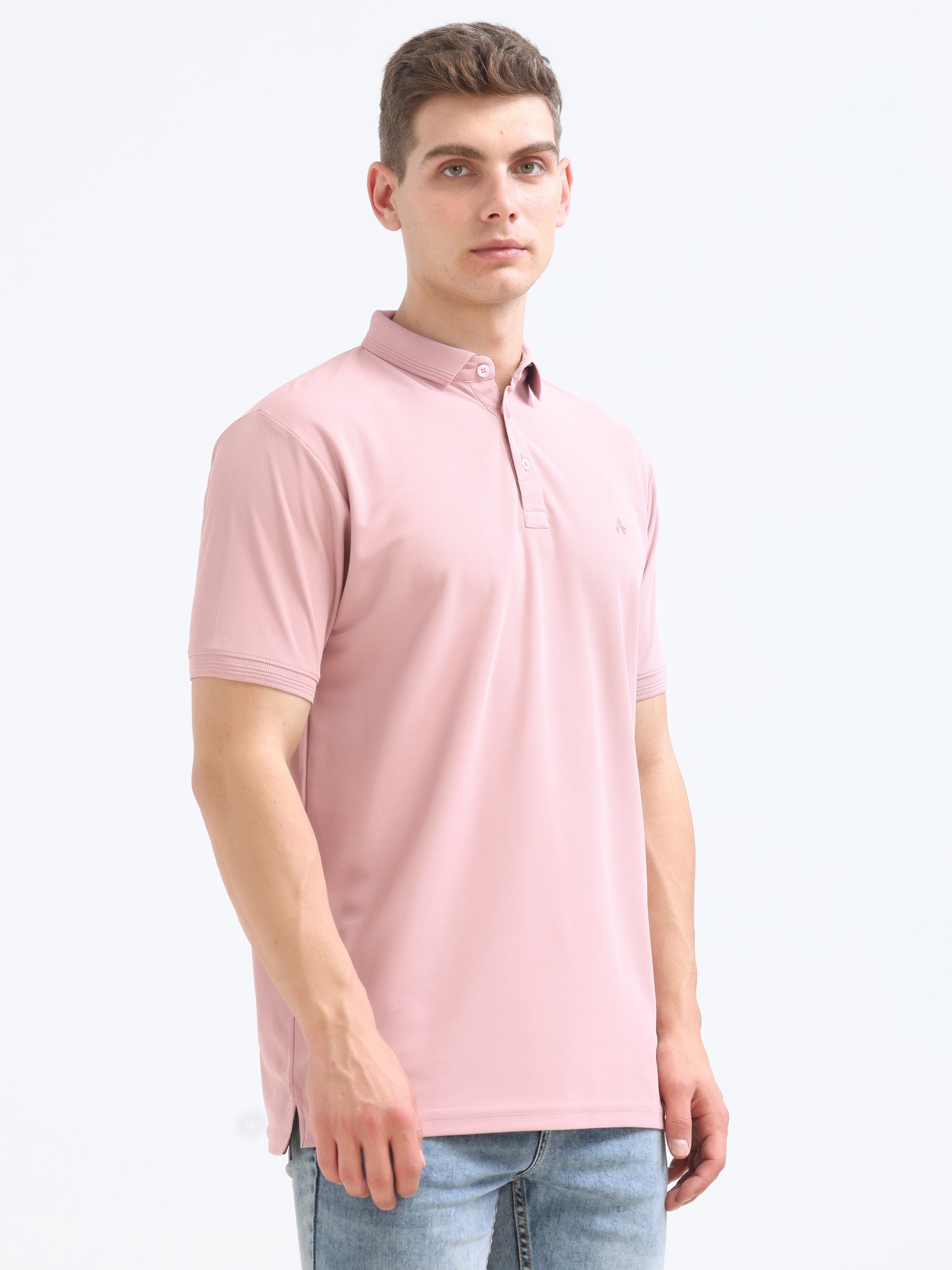 Pink  Solid Polo Tshirt