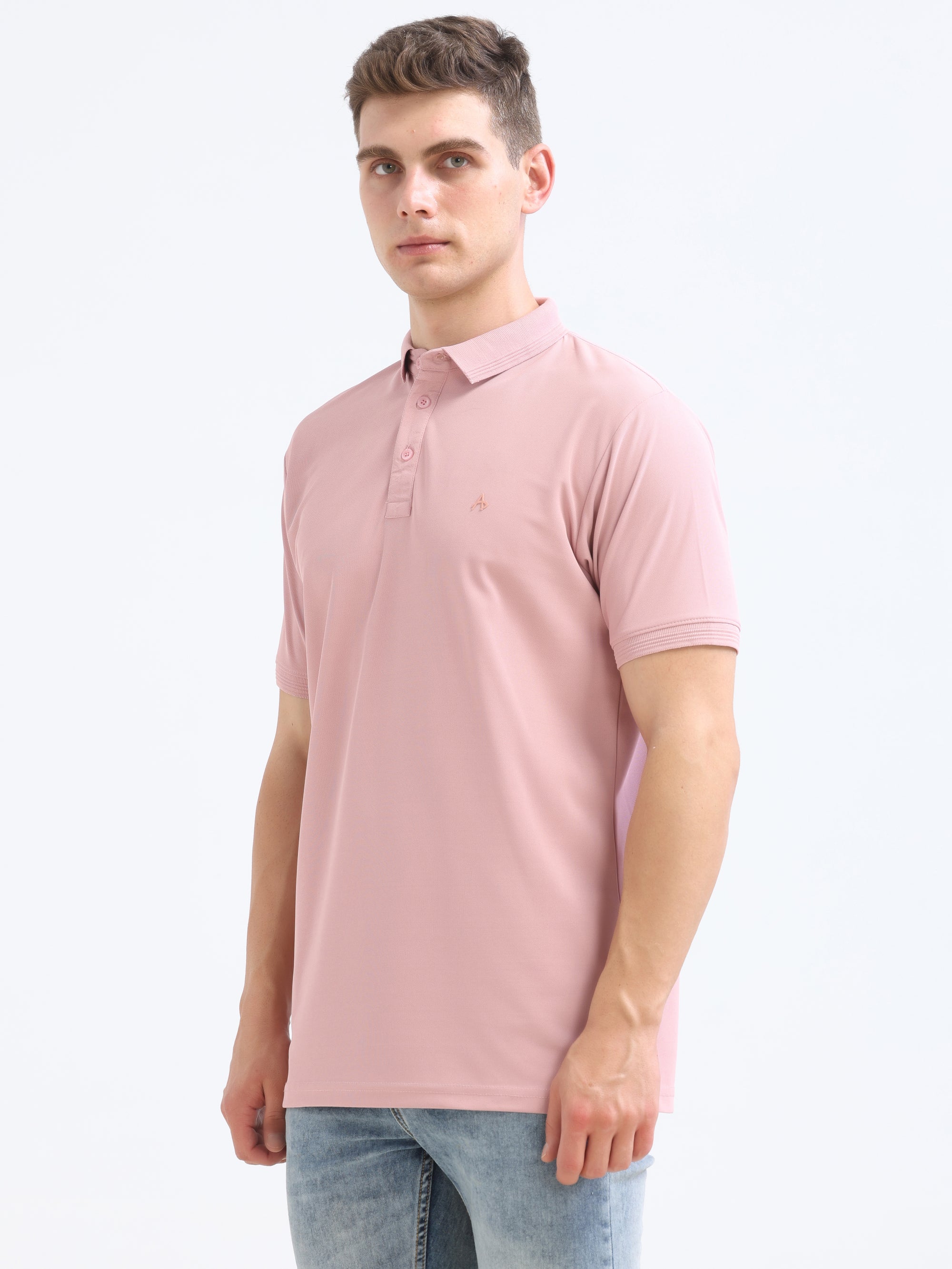 Pink  Solid Polo Tshirt