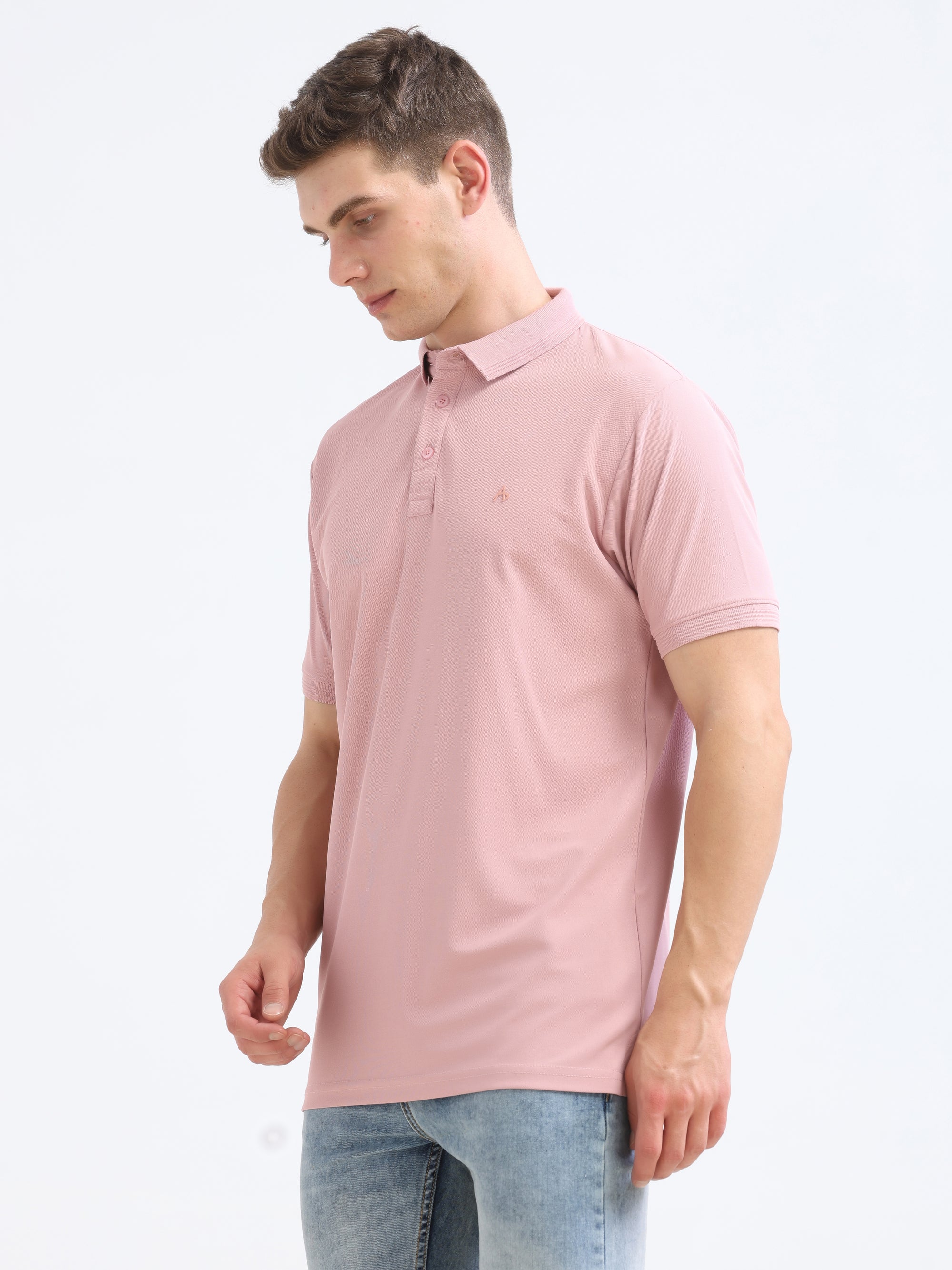 Pink  Solid Polo Tshirt