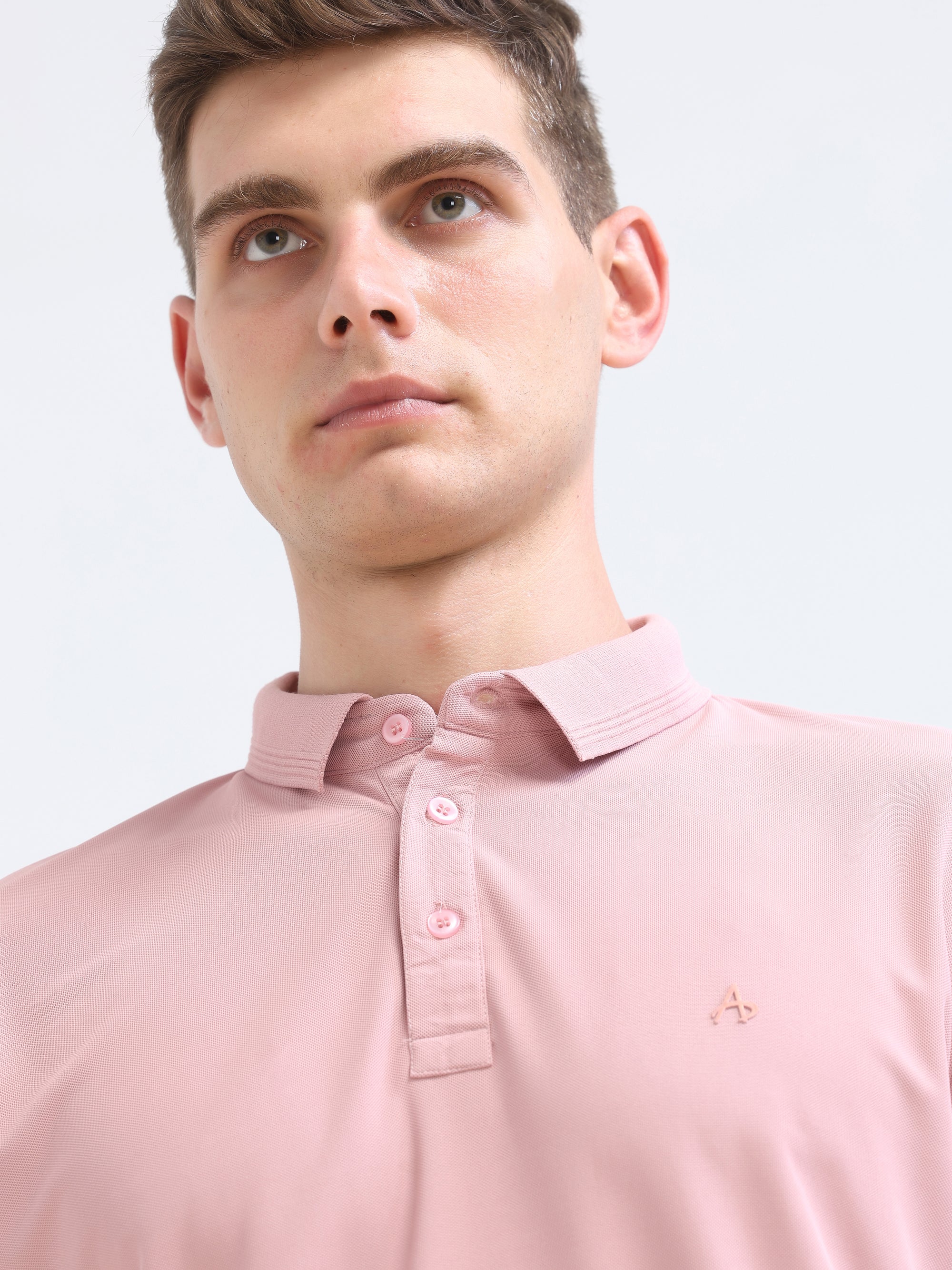 Pink  Solid Polo Tshirt