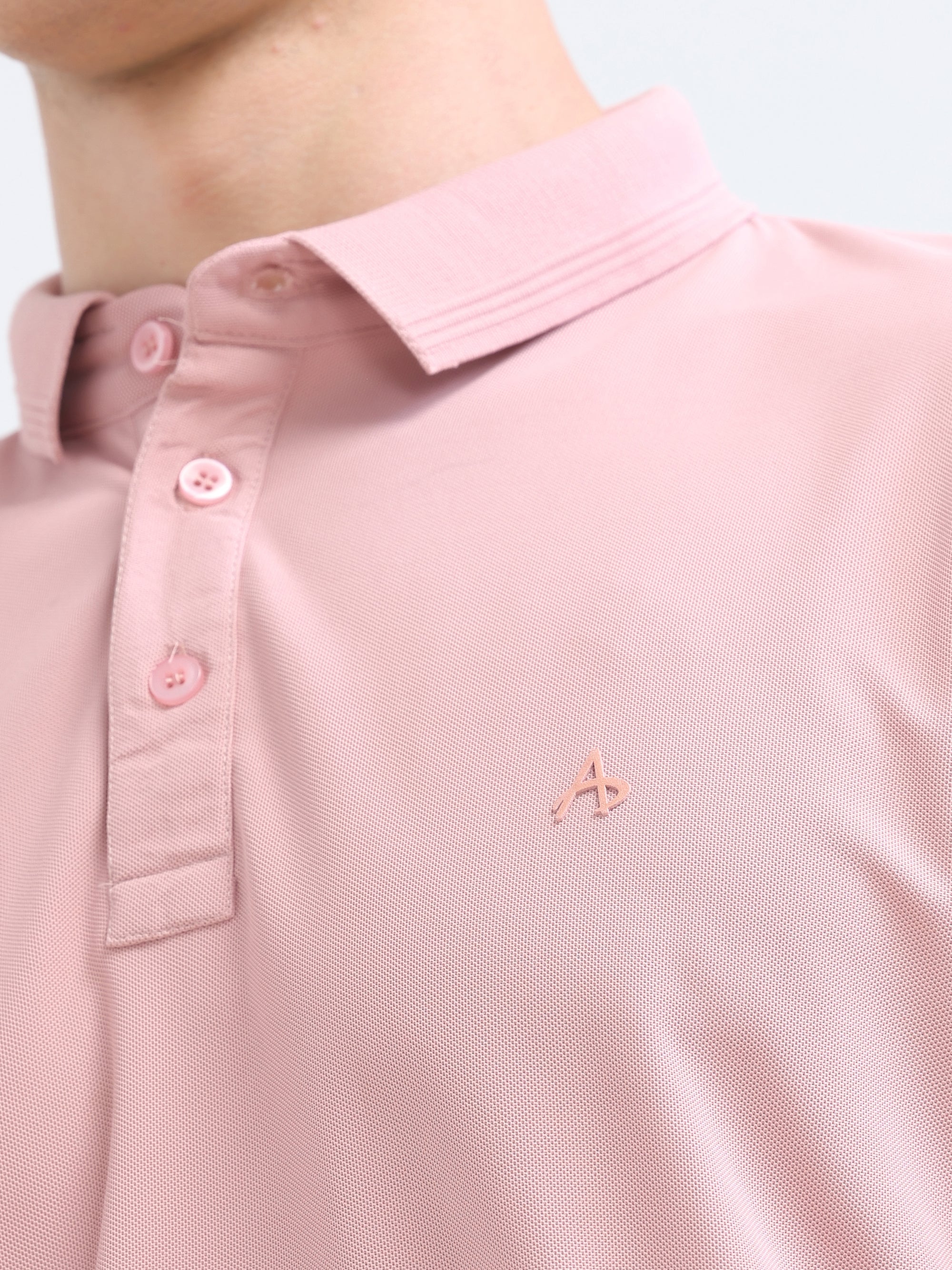 Pink  Solid Polo Tshirt
