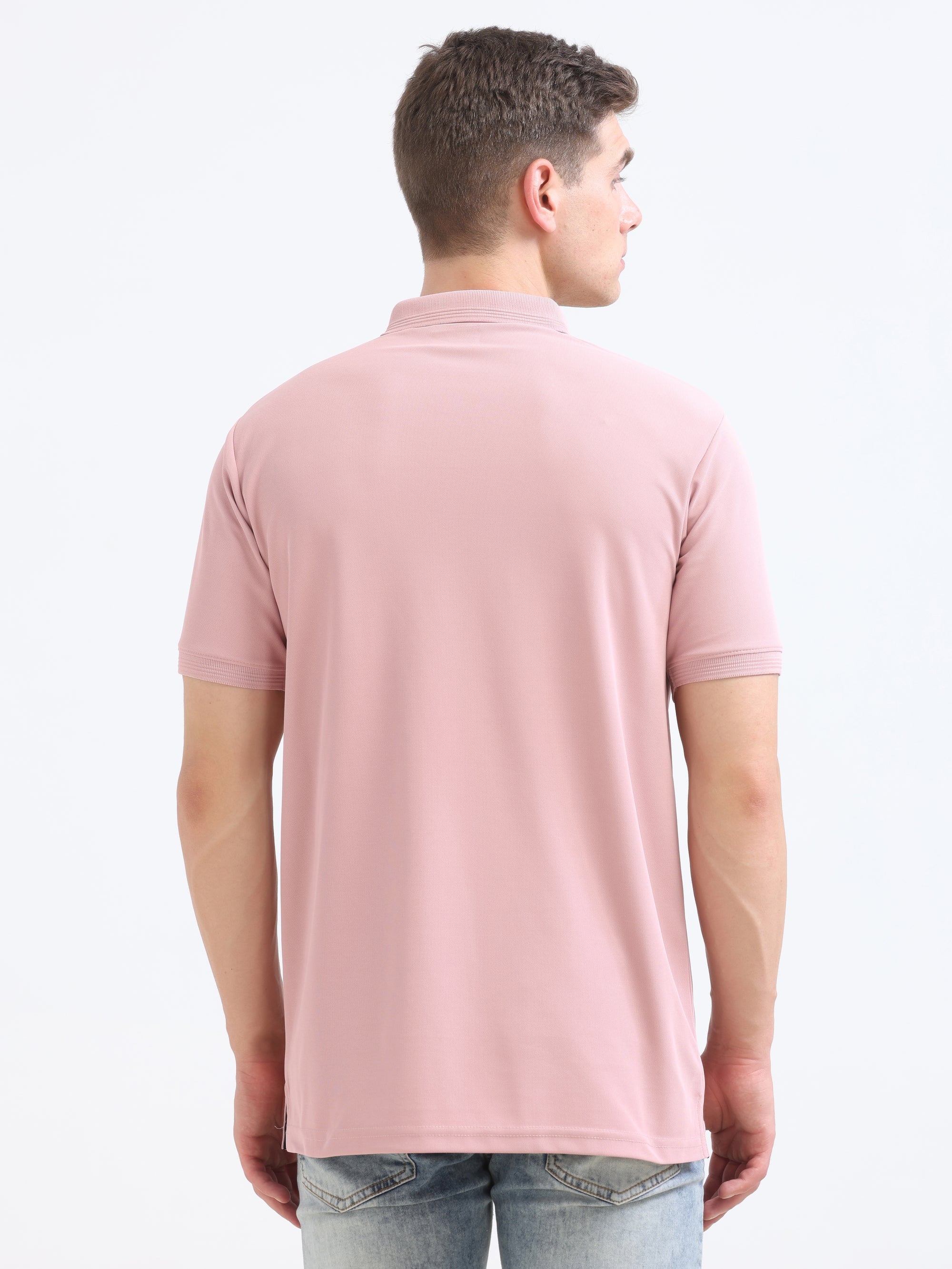 Pink  Solid Polo Tshirt