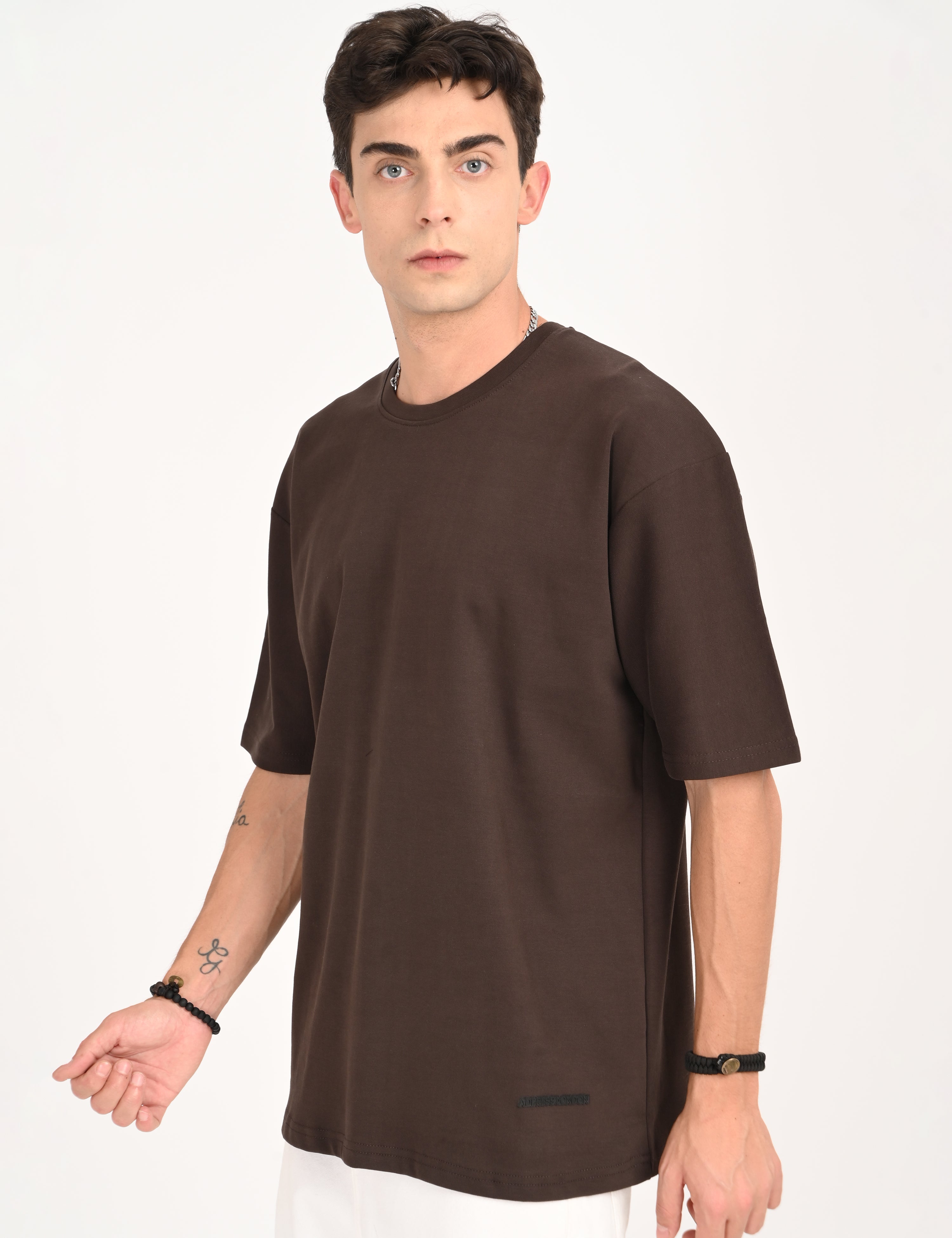 Drop Shoulder Half Sleeve Brown T Shirt – Address Apparels