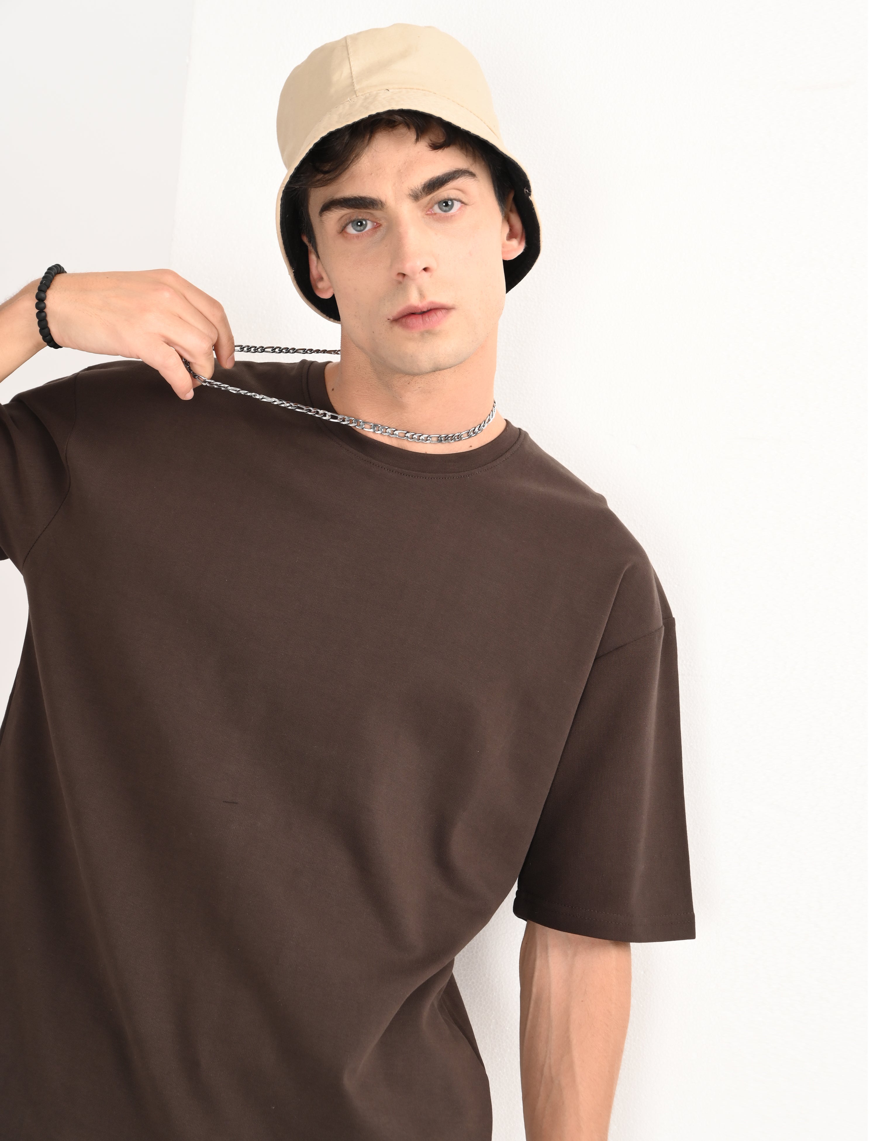 Drop Shoulder Half Sleeve Brown T Shirt – Address Apparels