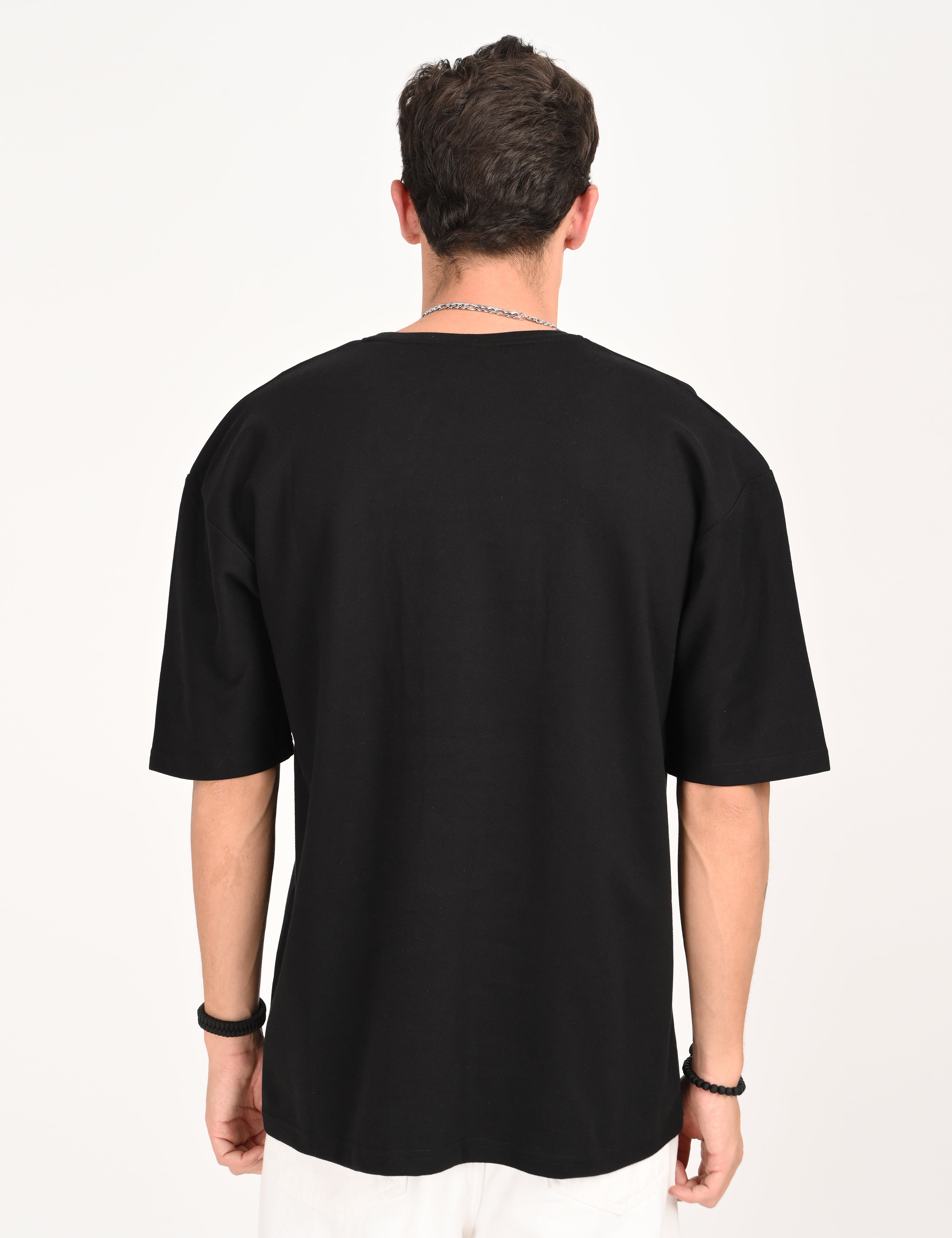 Drop Shoulder Half Sleeve Black T Shirt – Address Apparels