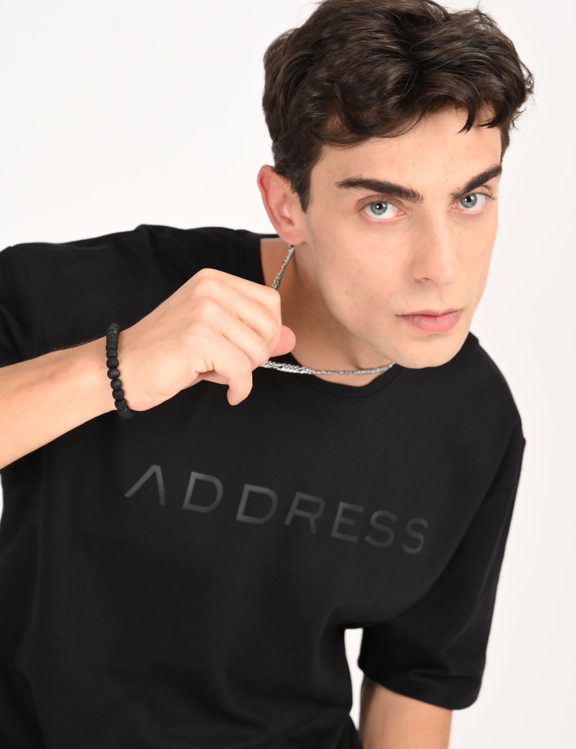 Drop Shoulder Half Sleeve Black T Shirt