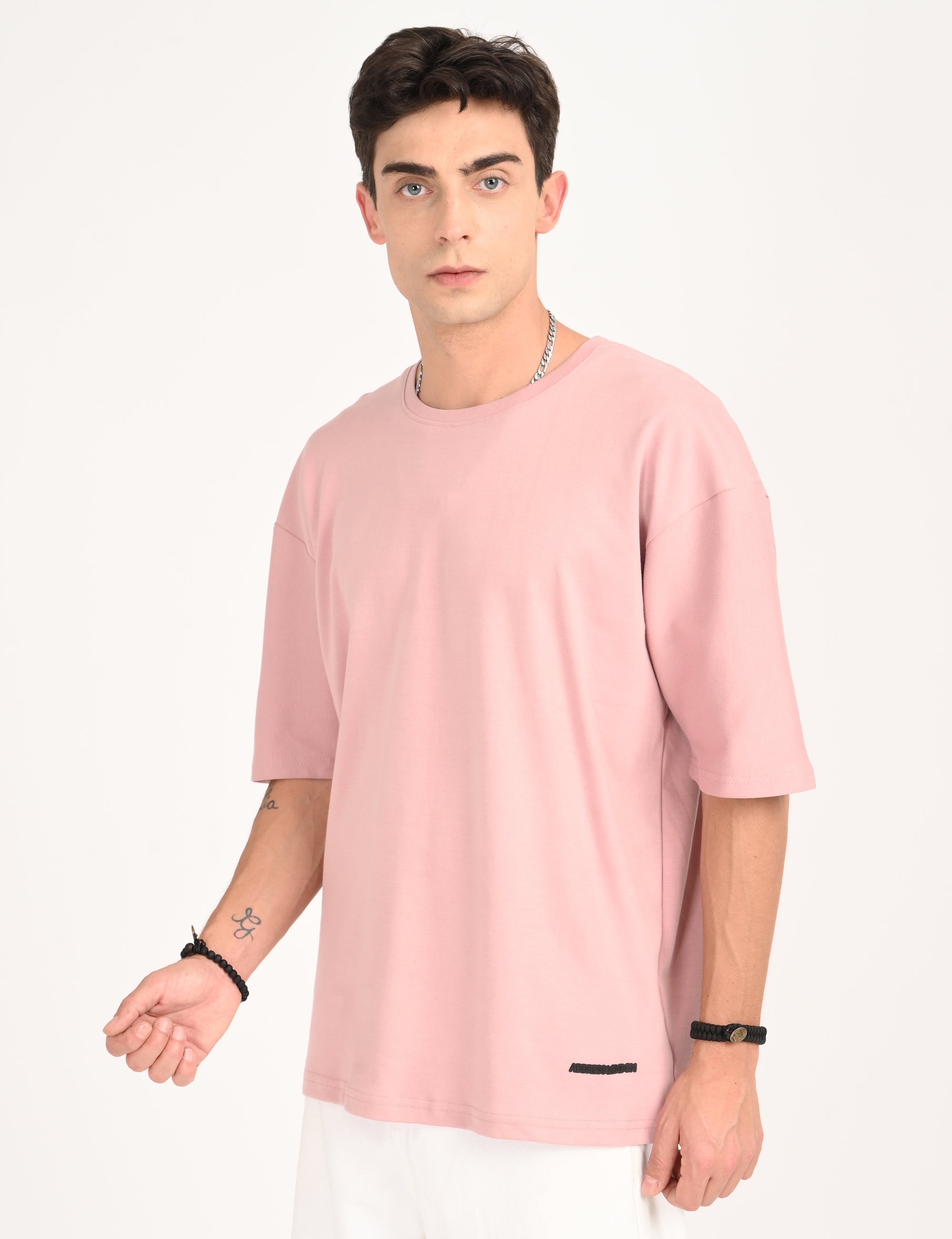 Drop Shoulder Half Sleeve Peach T Shirt