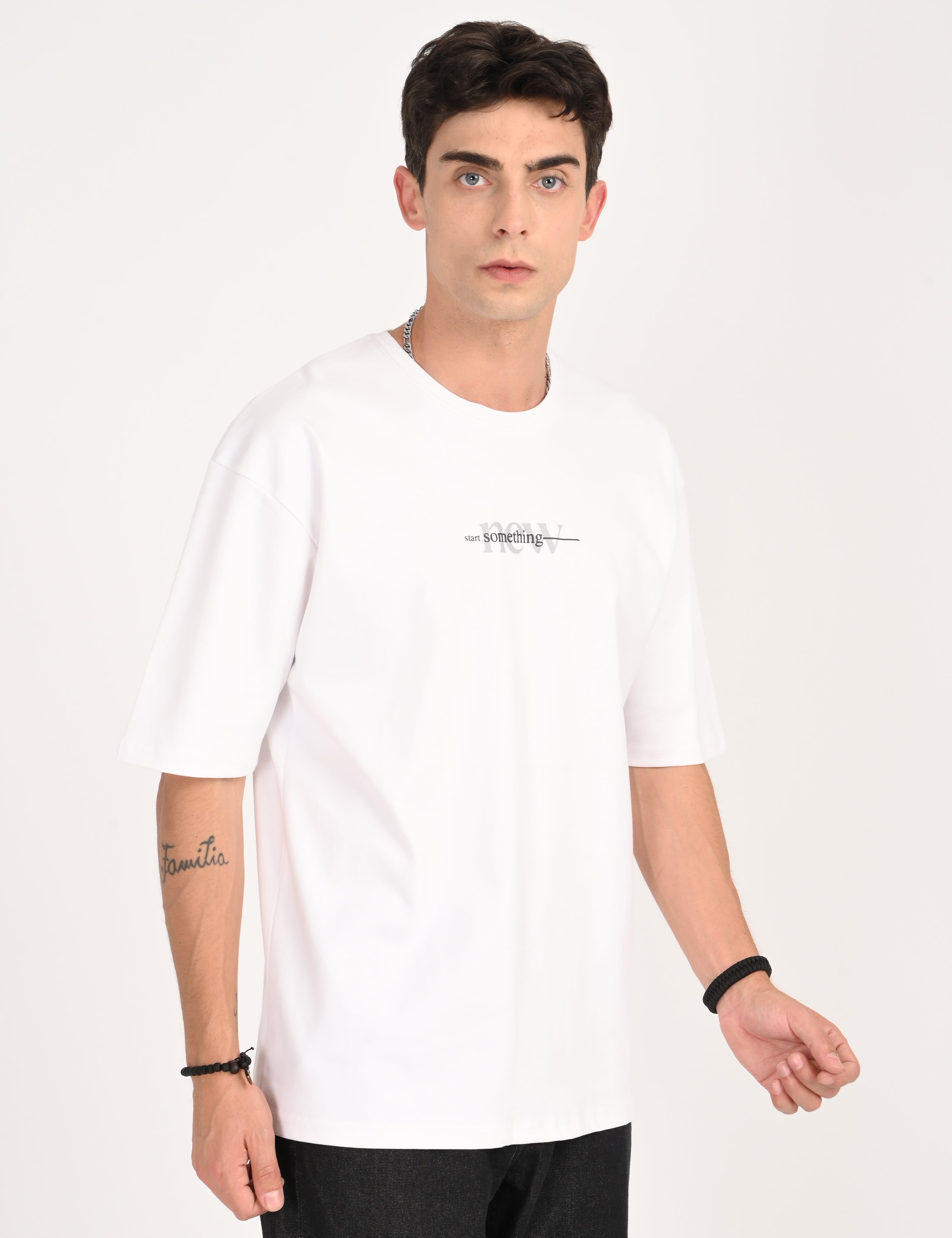 Drop Shoulder Half Sleeve White T-Shirt – Address Apparels