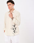 Ivory Floral Print Relaxed Fit Shirt