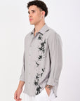 Gray Relaxed Fit Floral Print Shirt