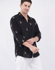 Relaxed Fit Black Embroidery Shirt