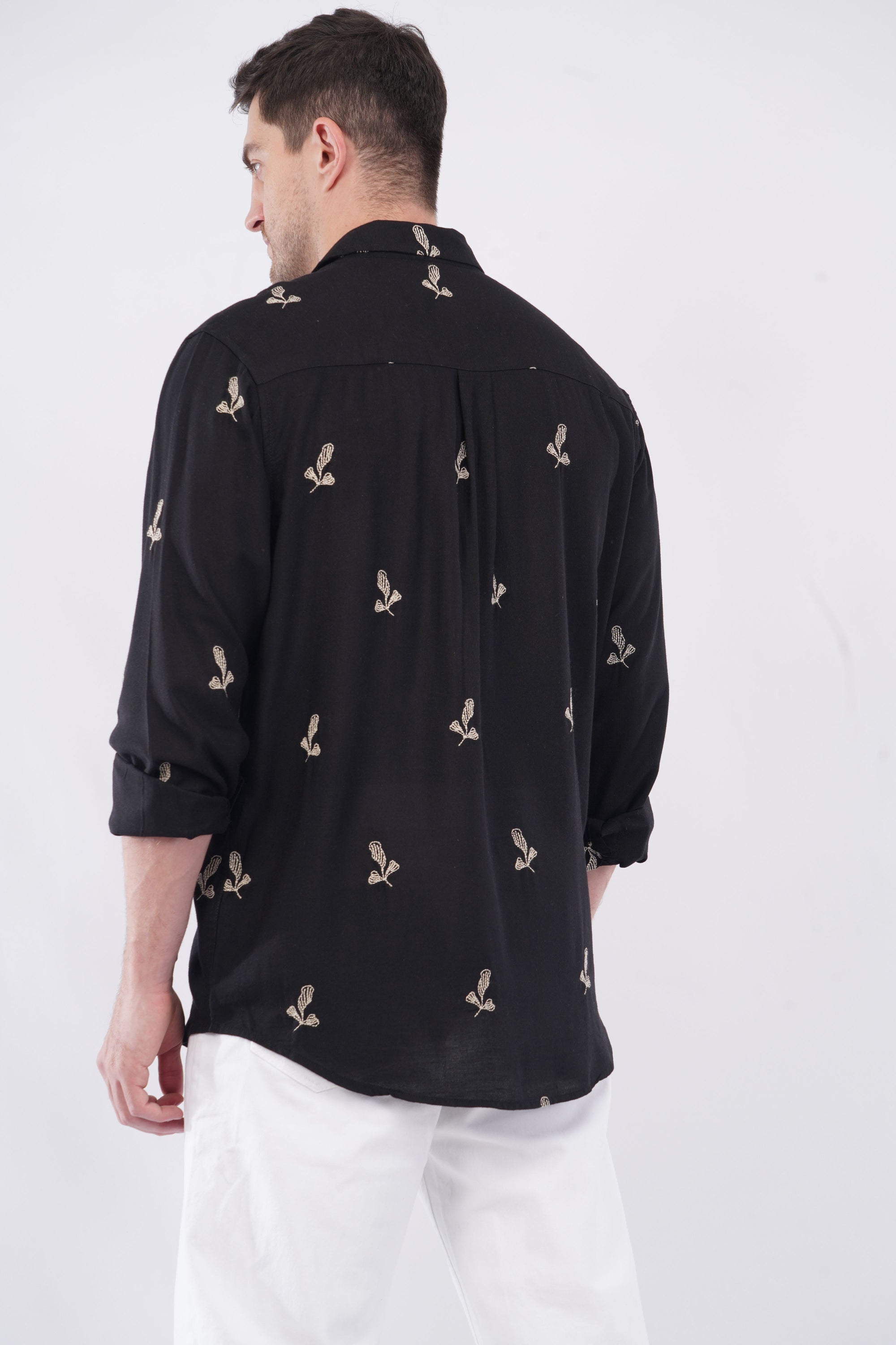 Relaxed Fit Black Embroidery Shirt