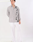 Gray Relaxed Fit Floral Print Shirt