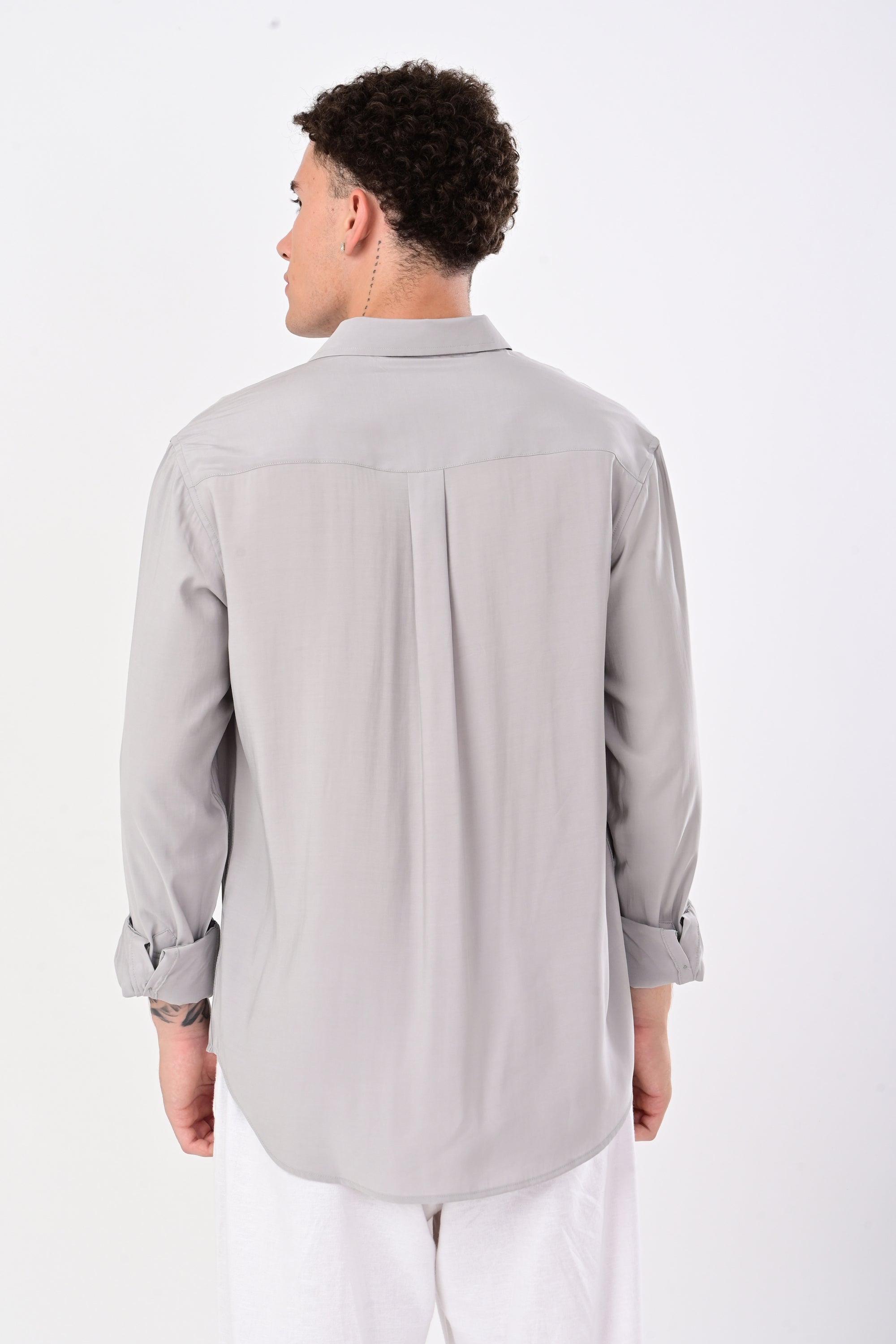 Gray Relaxed Fit Floral Print Shirt