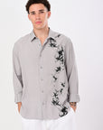 Gray Relaxed Fit Floral Print Shirt