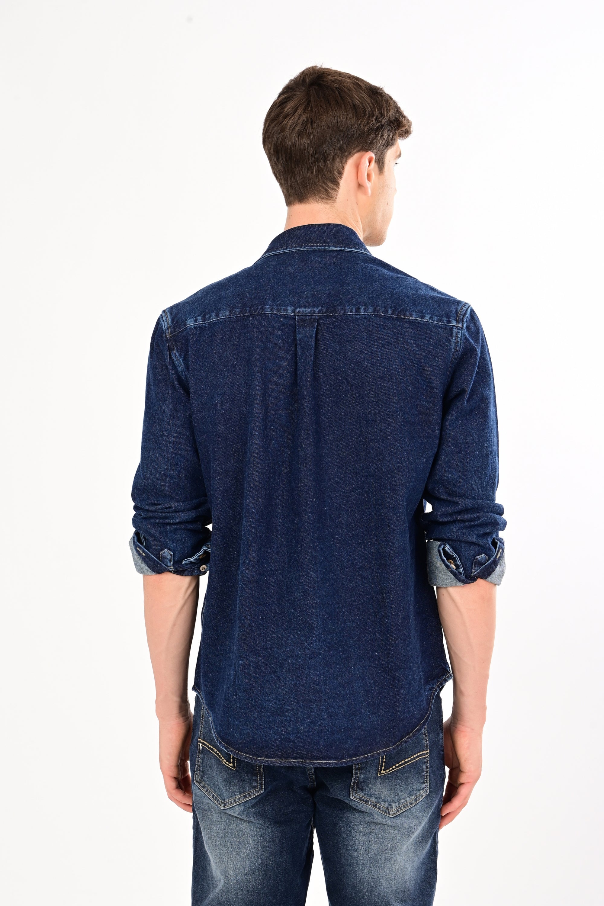 Relaxed Fit Navy Blue Denim Shirt