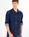 Relaxed Fit Navy Blue Denim Shirt