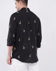 Relaxed Fit Black Embroidery Shirt
