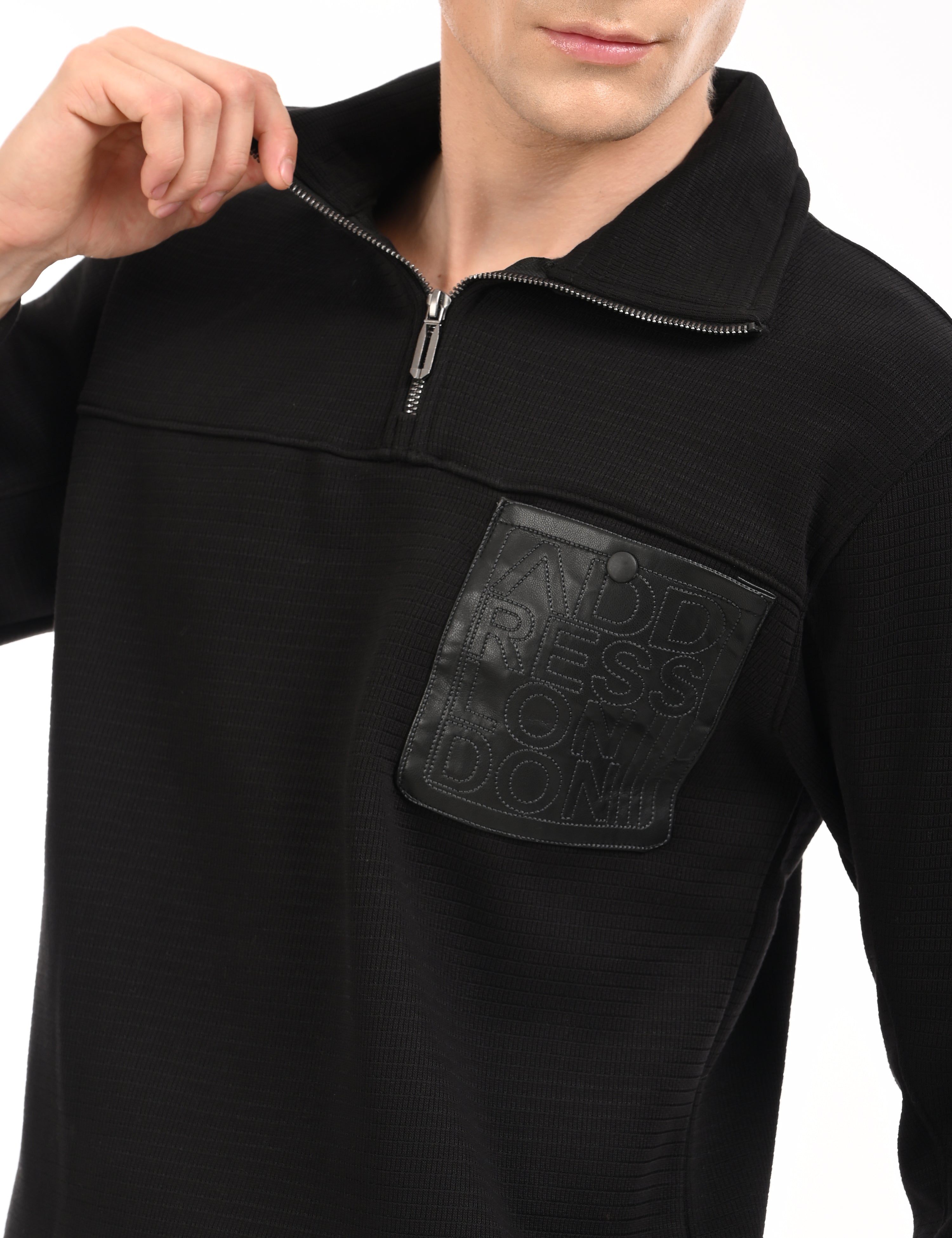 Zipper High Neck Black Full Sleeve Sweatshirt – Address Apparels