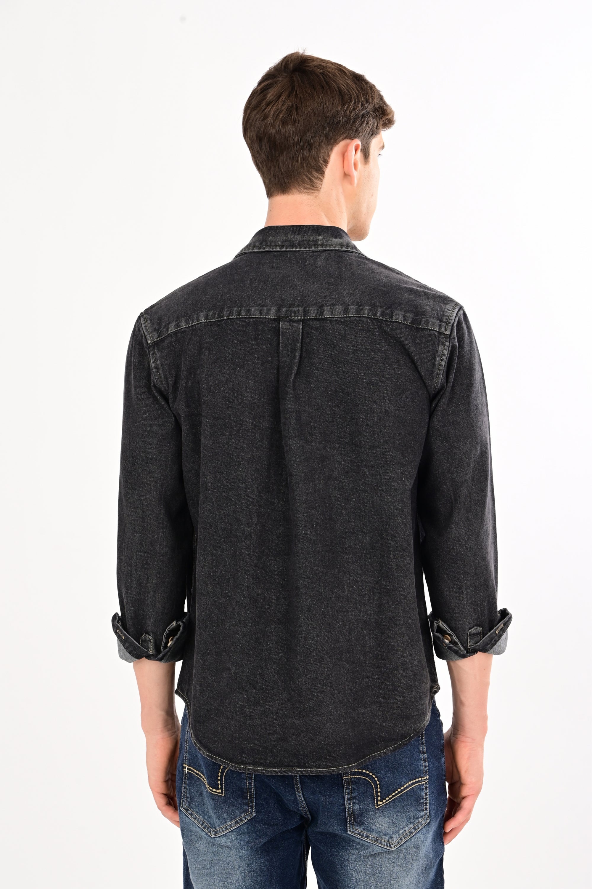 Relaxed Fit Black Denim Shirt