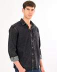 Relaxed Fit Black Denim Shirt