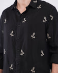 Relaxed Fit Black Embroidery Shirt