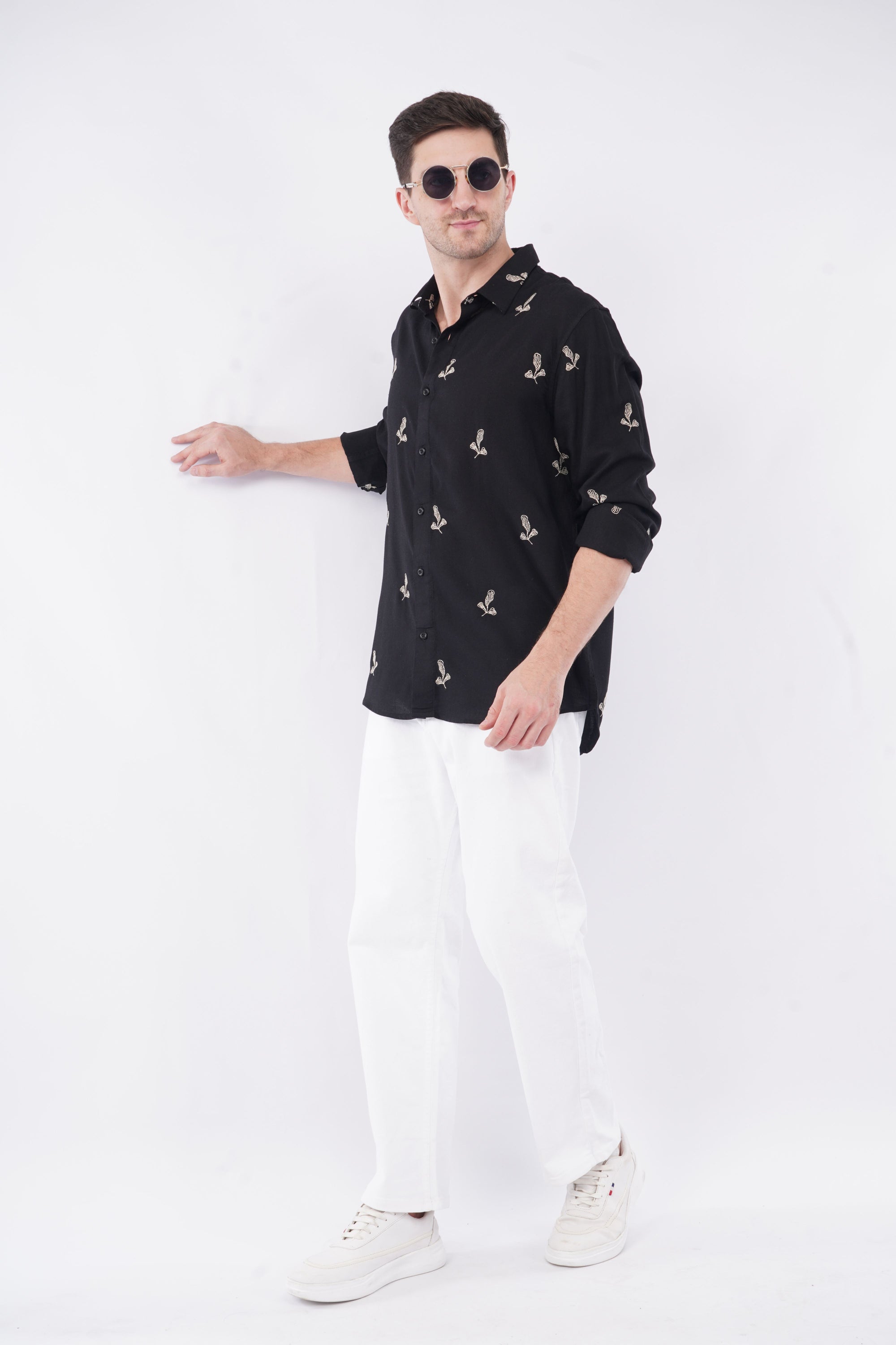 Relaxed Fit Black Embroidery Shirt