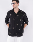 Relaxed Fit Black Embroidery Shirt