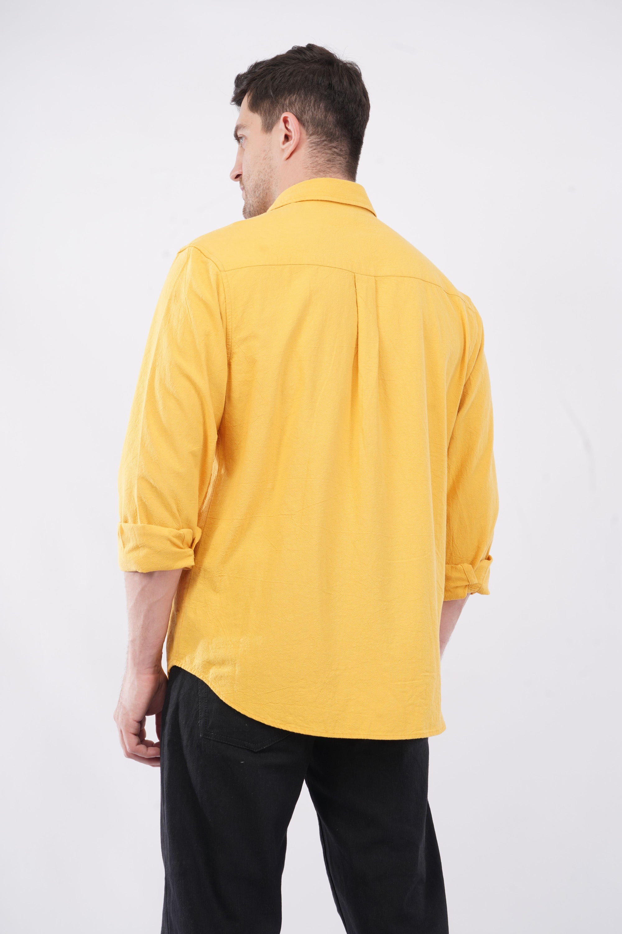 Golden Yellow Relaxed Fit Printed Shirt