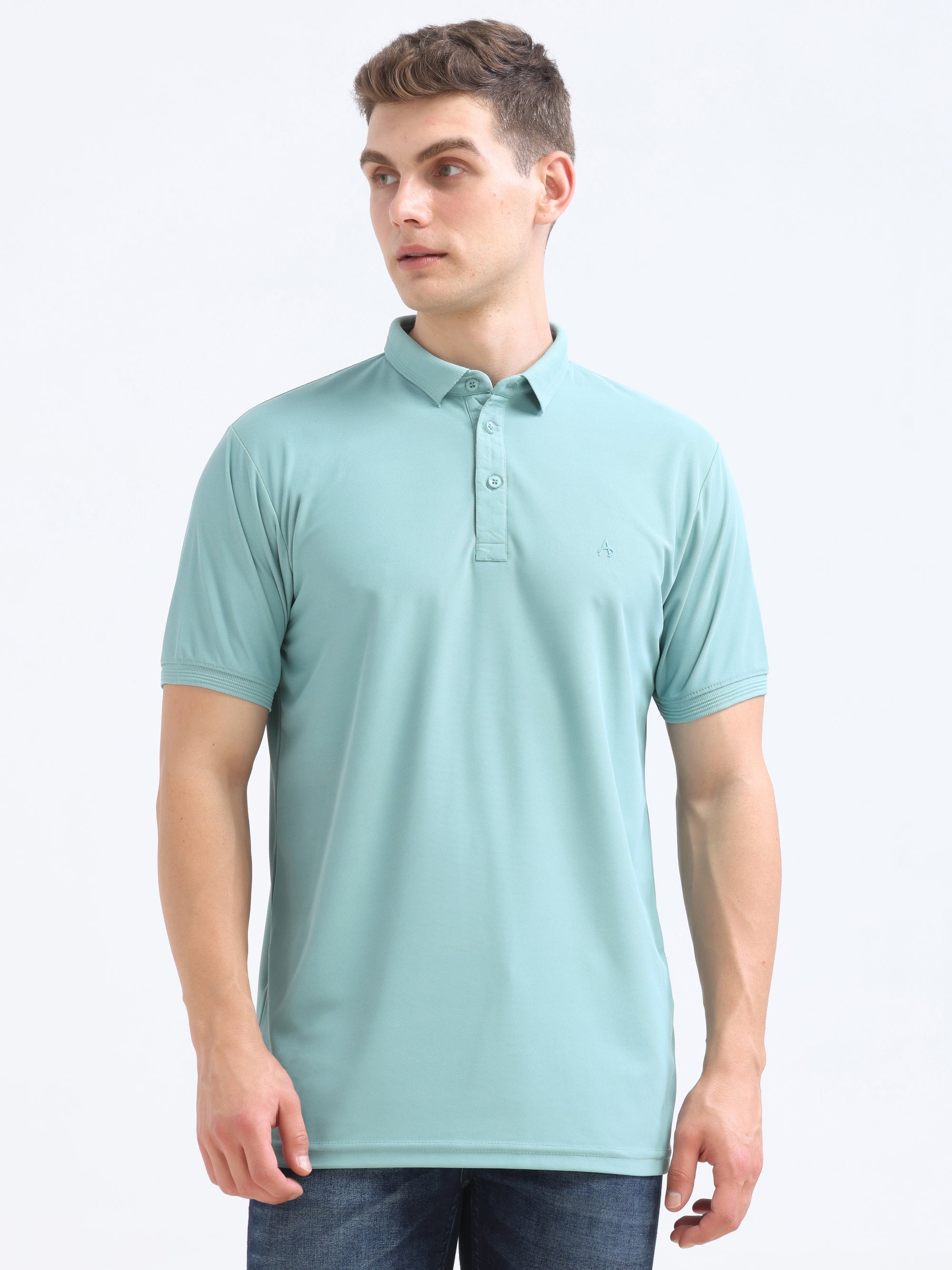 Green Solid Polo Tshirt