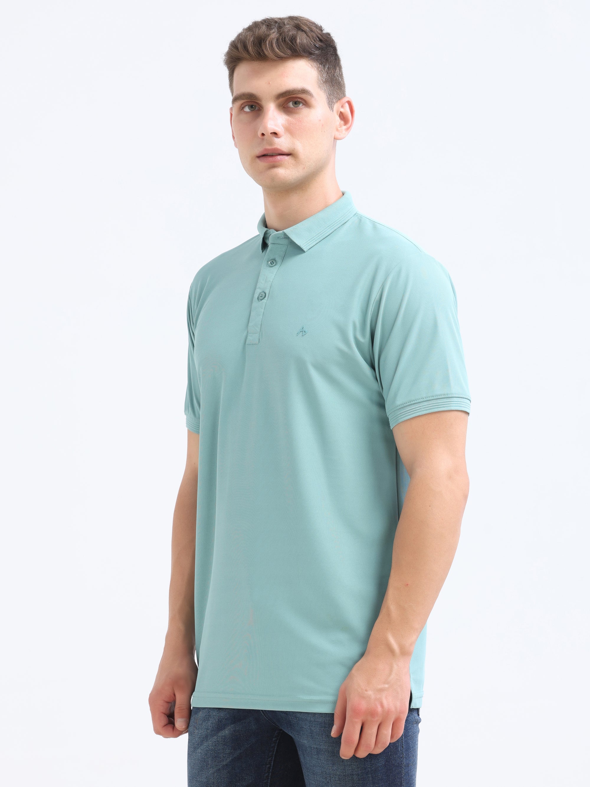 Green Solid Polo Tshirt