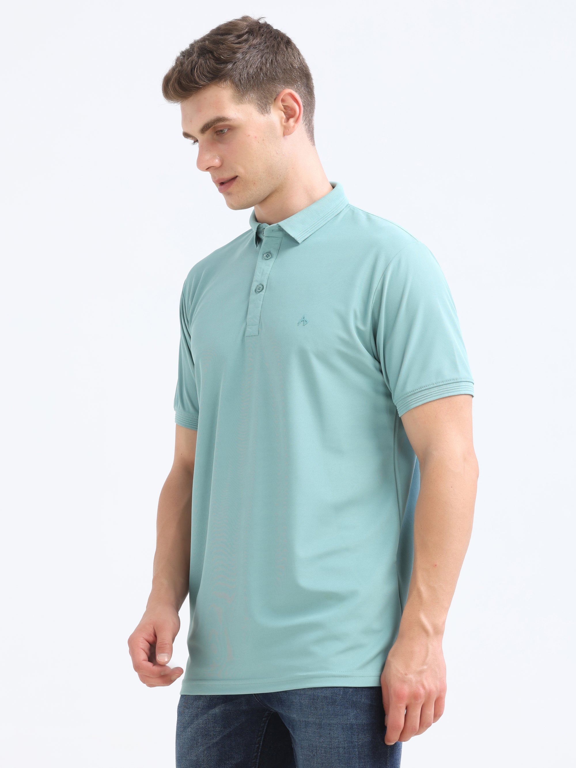 Green Solid Polo Tshirt