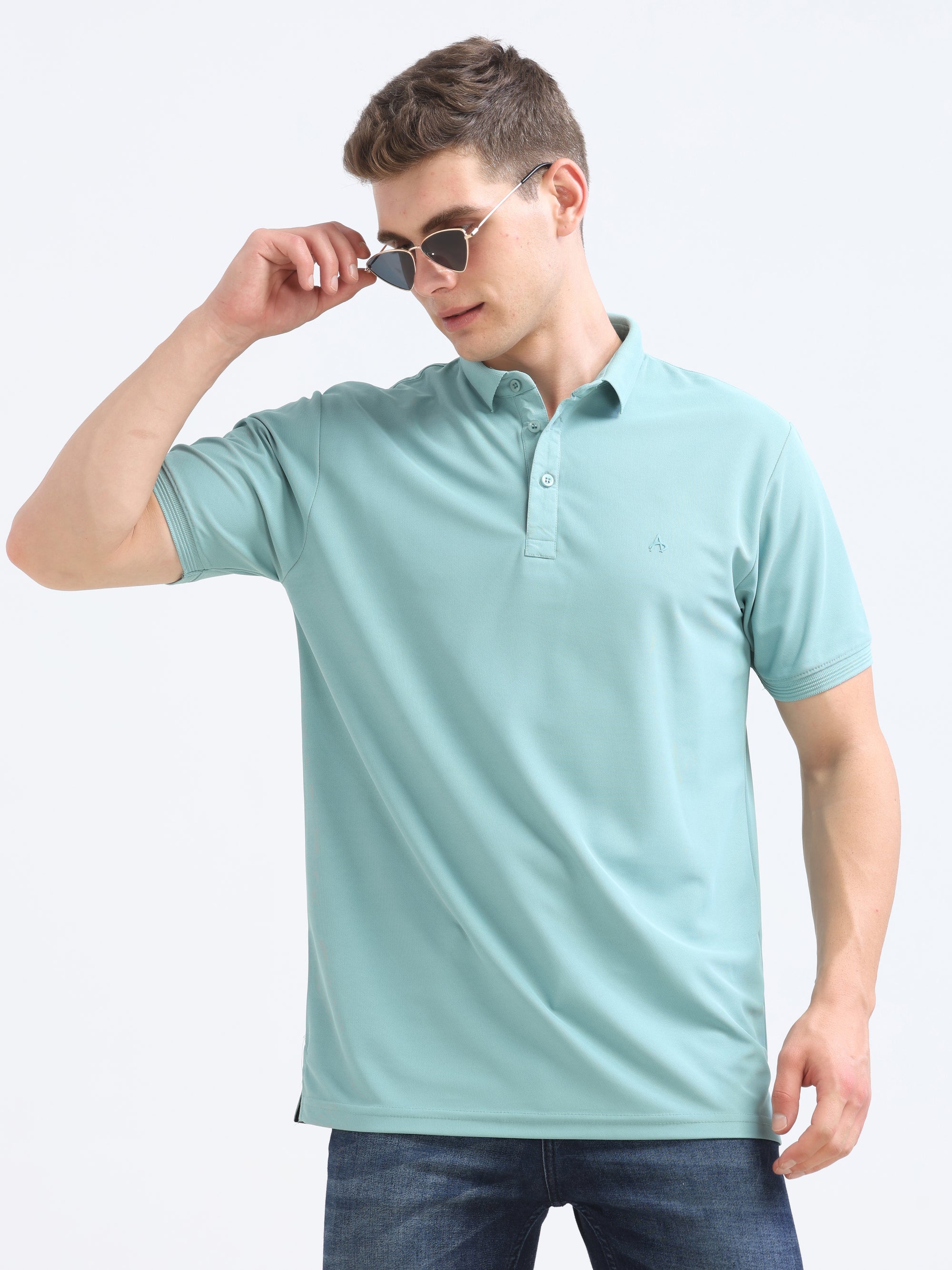 Green Solid Polo Tshirt