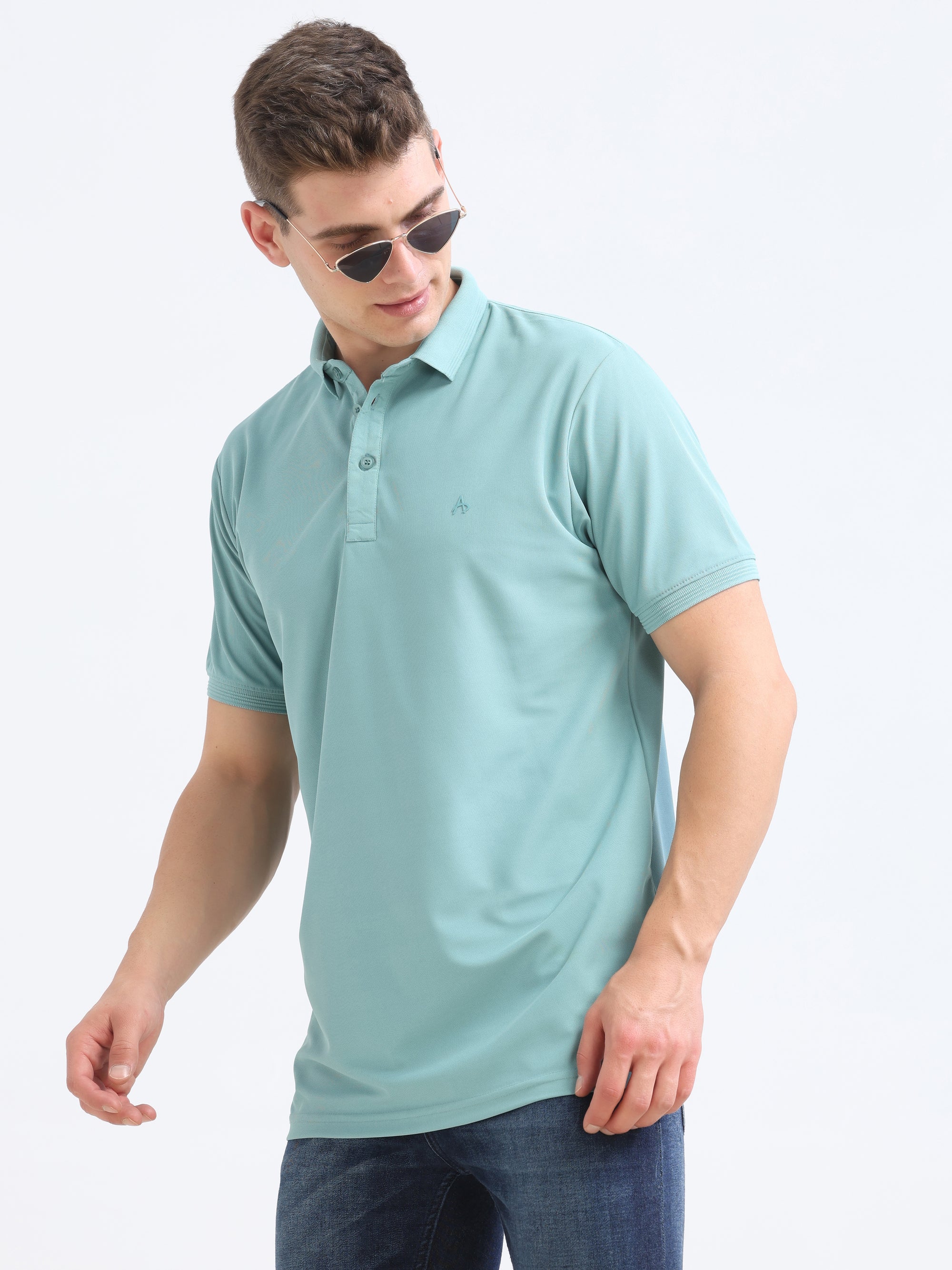 Green Solid Polo Tshirt
