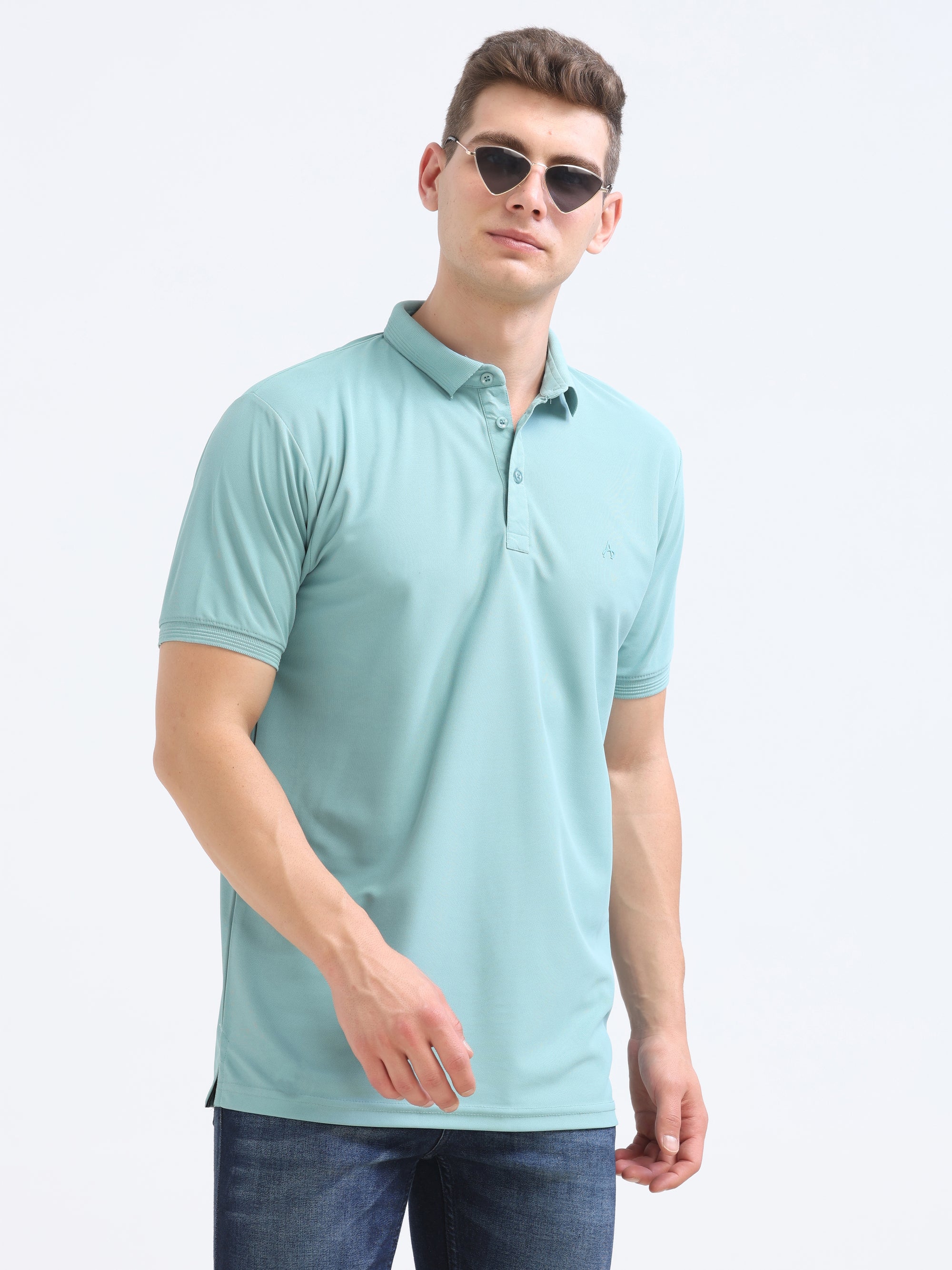 Green Solid Polo Tshirt