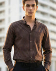 Full Sleeve Slim Fit Brown Check Shirt