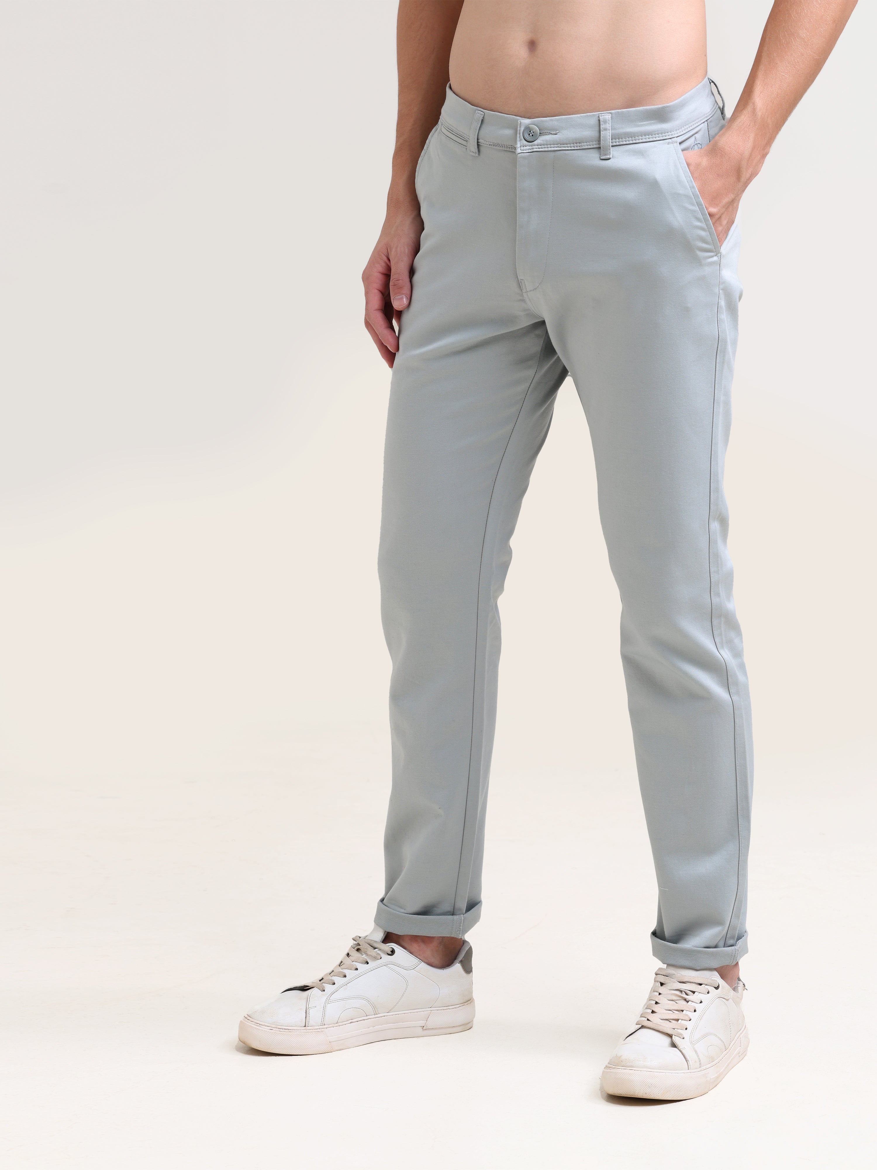 Teal Ease: Solid Comfort Fit Cotton Pants