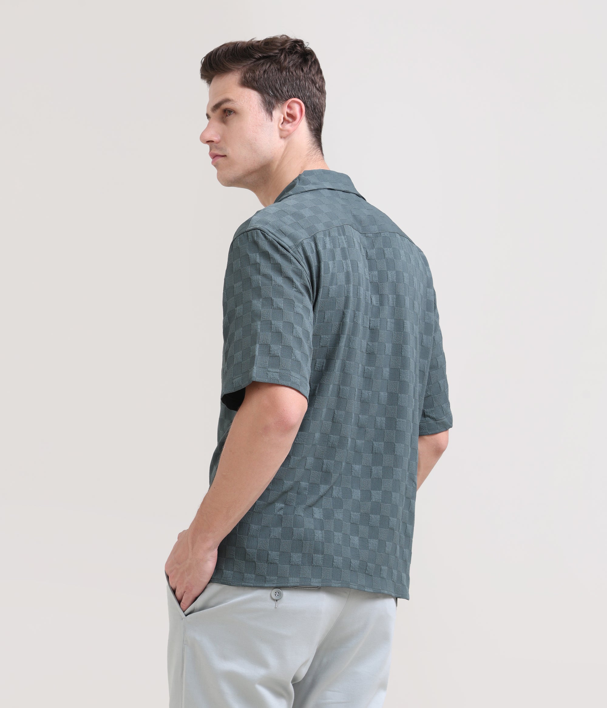 Driftwood Drape: Solid Half Sleeve Overhanging Shirt