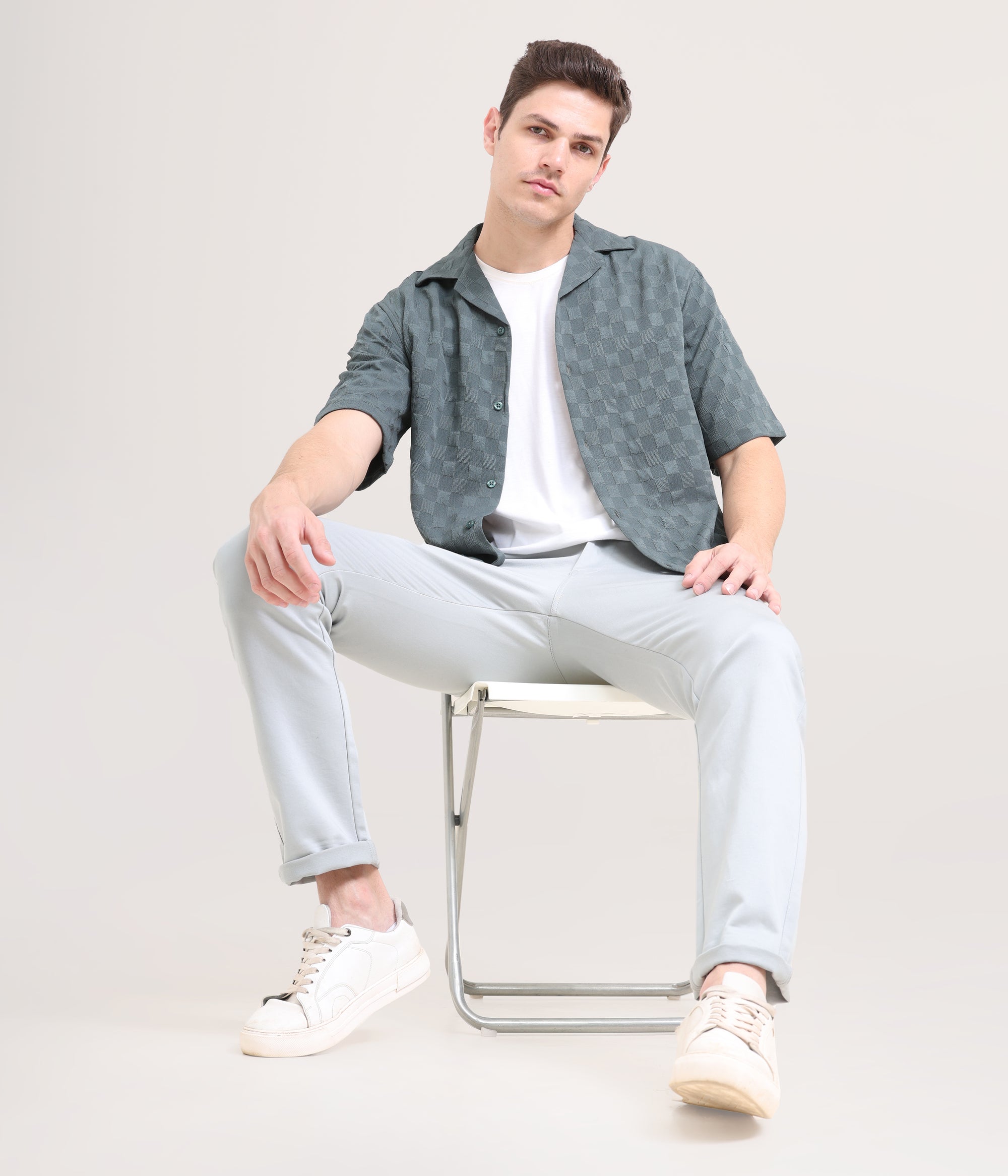 Driftwood Drape: Solid Half Sleeve Overhanging Shirt