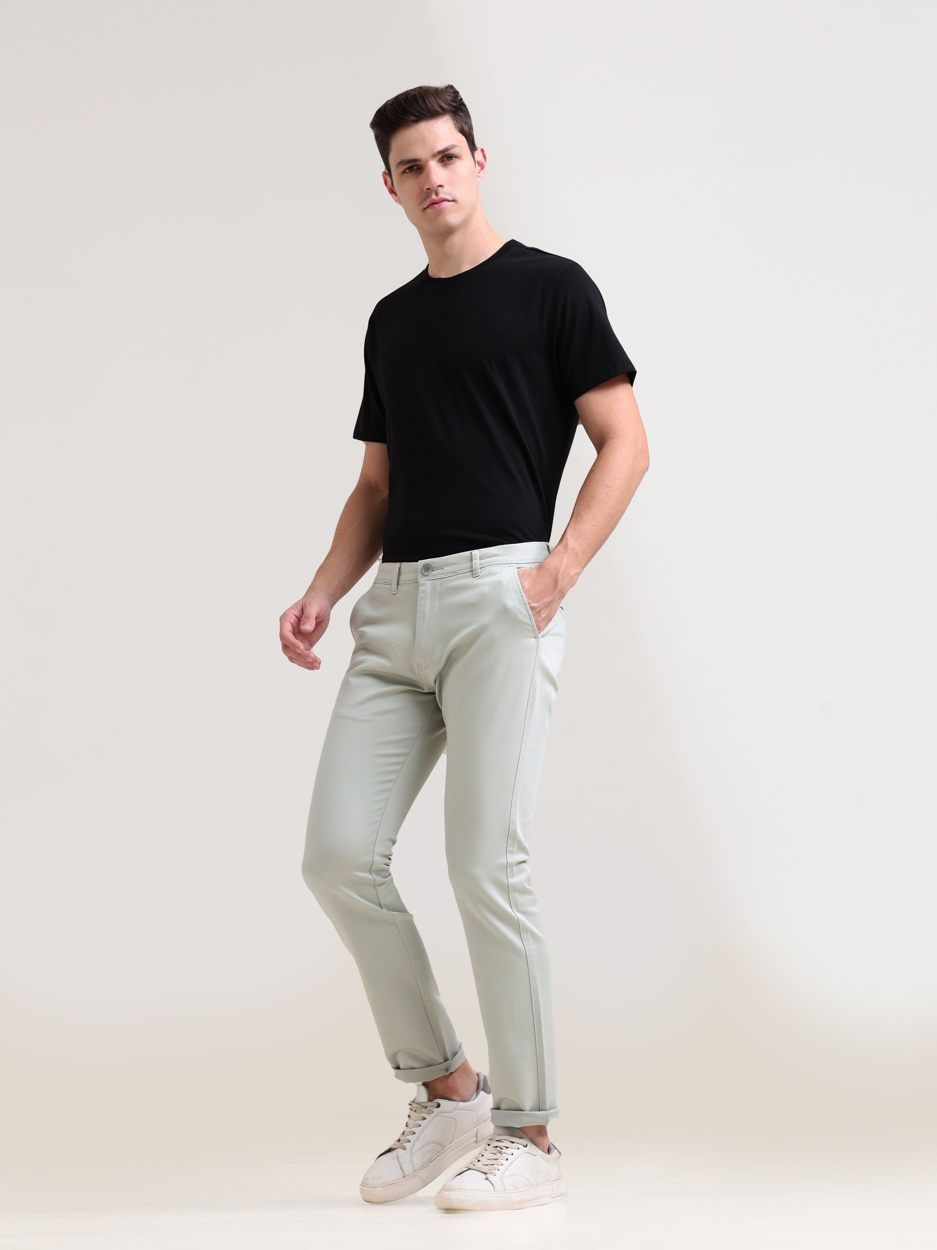 Pisa Green : Cotton Comfort Fit Pants