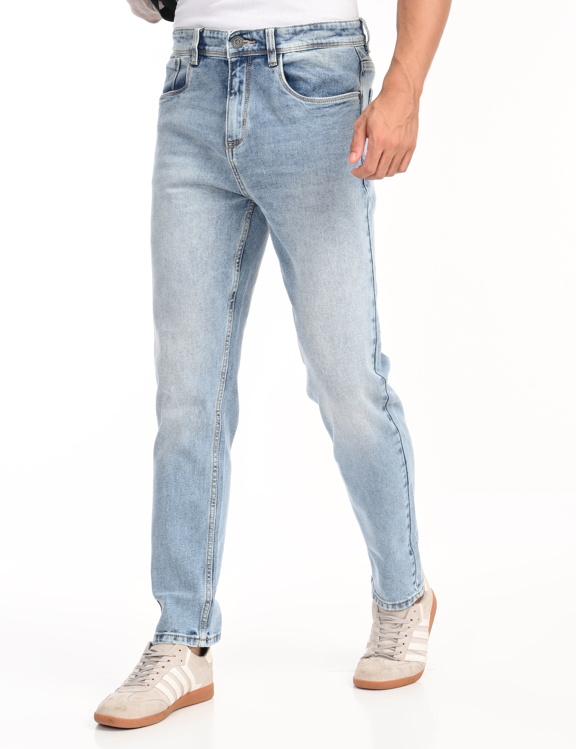 Comfort Fit Blue Denim Pants
