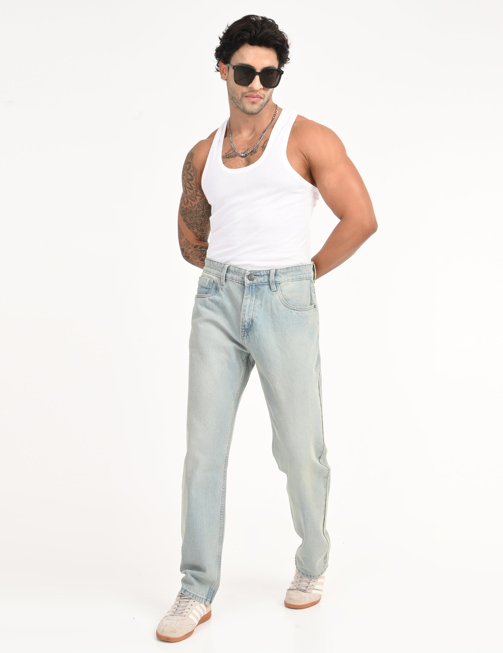Regular Fit Ice Blue Denim Pants