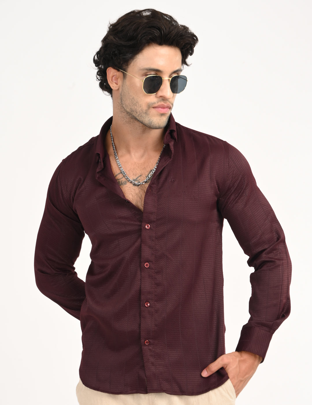 Slim Fit Full Sleeve Wine Red Shirt Address Apparels Slim Fit Full Sleeve Wine Red Shirt Address Apparels
