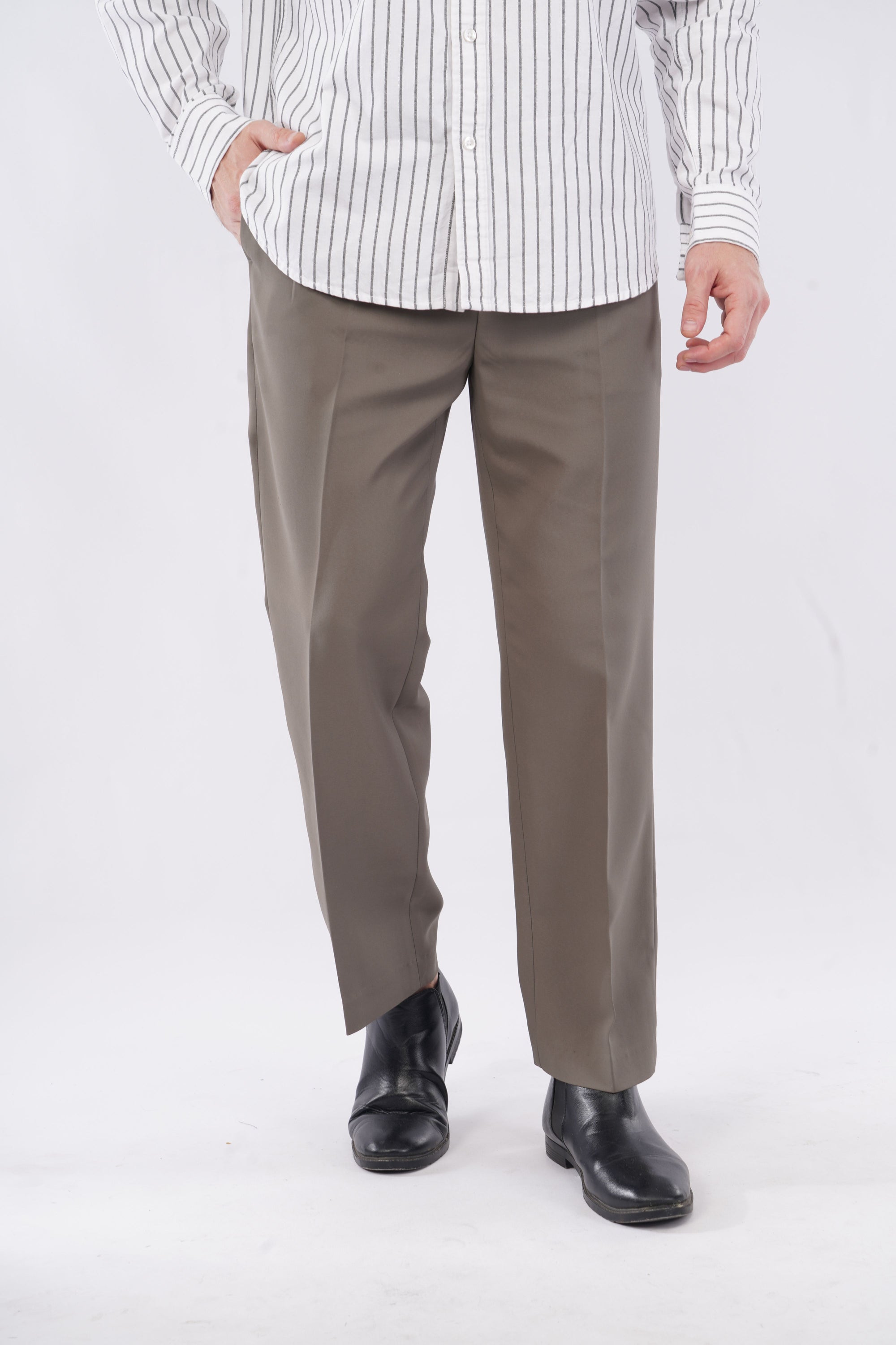 Korean 2 Pleat Olive Formal Pants