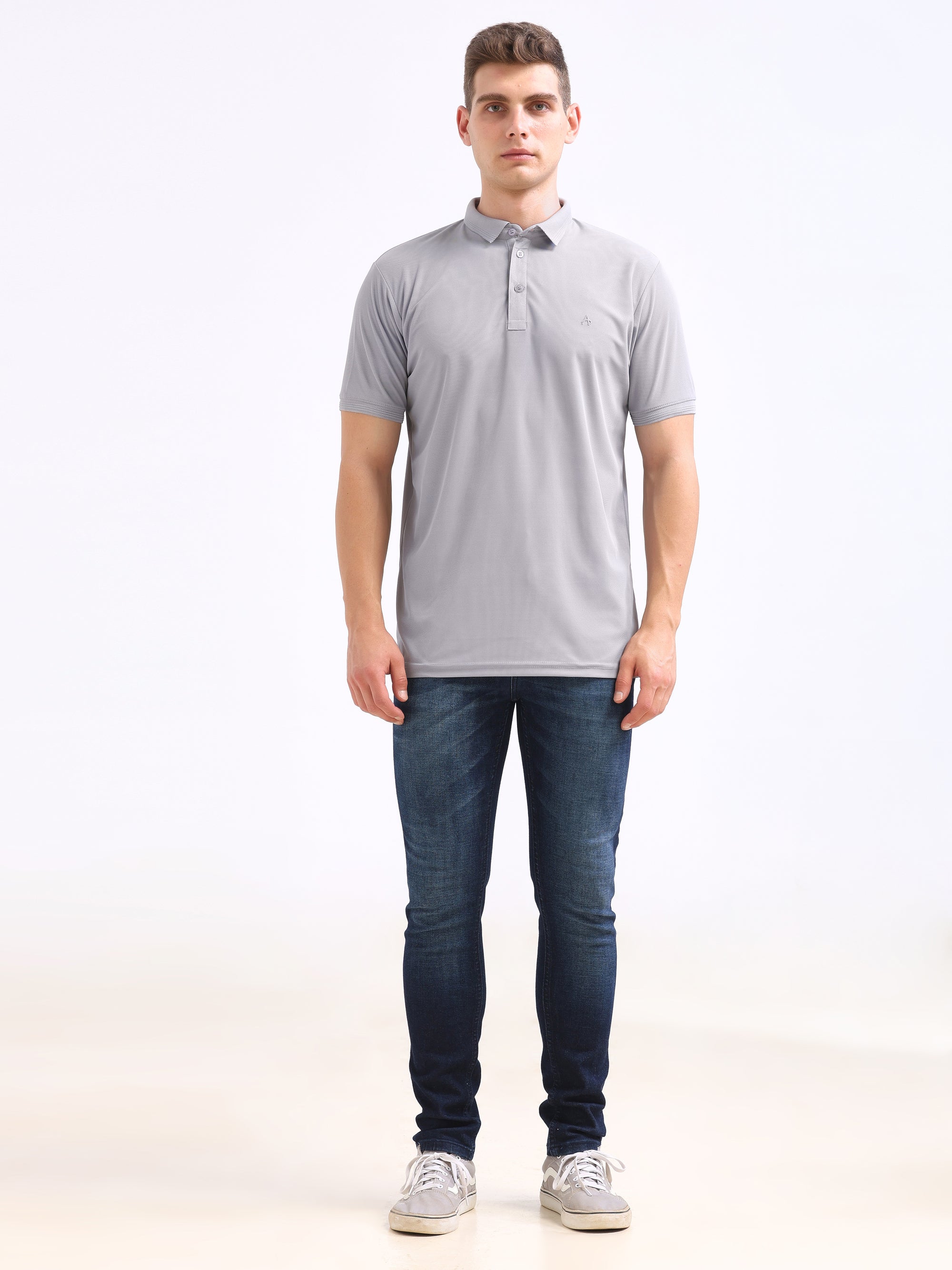 lt Grey Solid Polo Tshirt