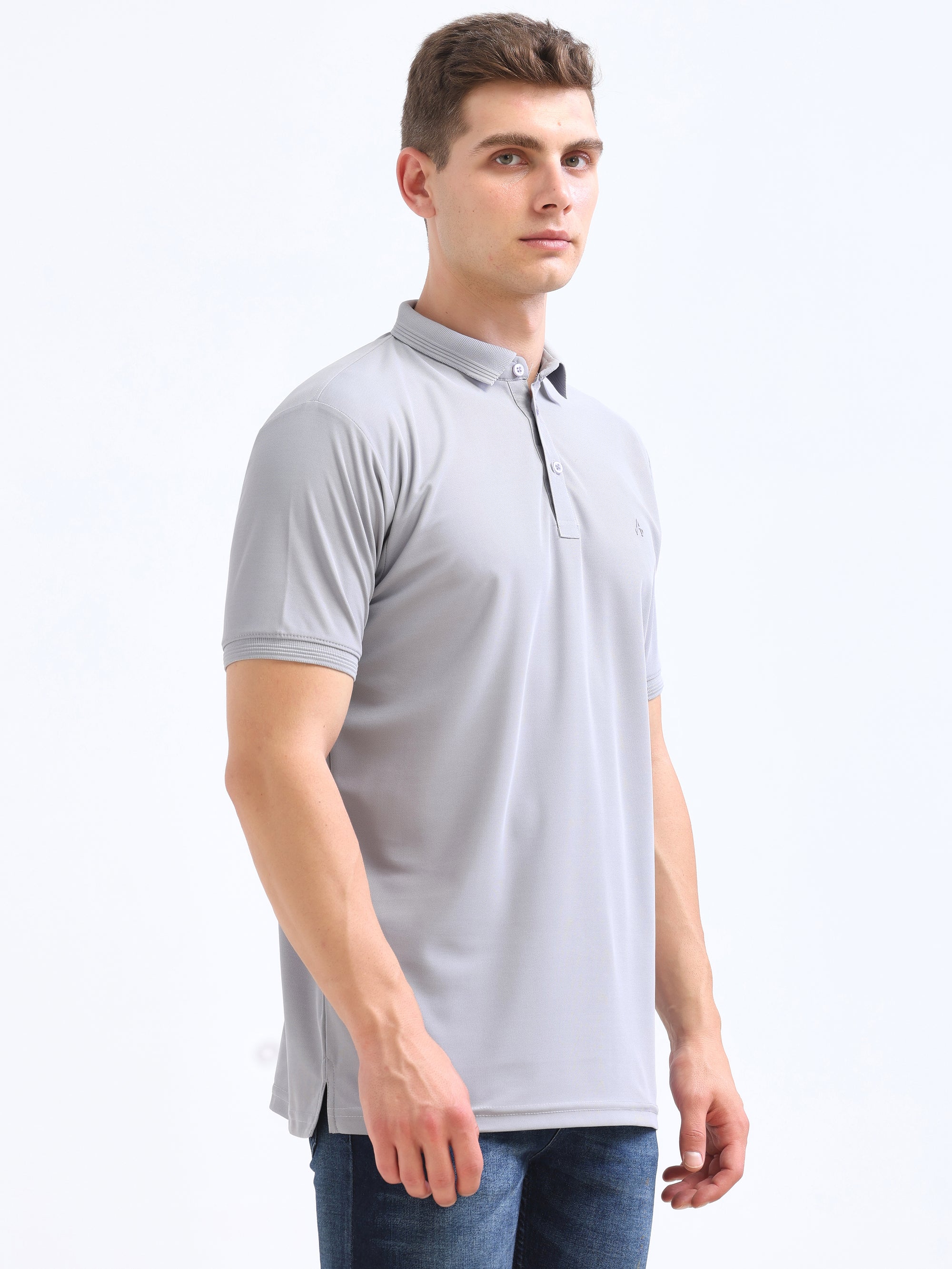 lt Grey Solid Polo Tshirt