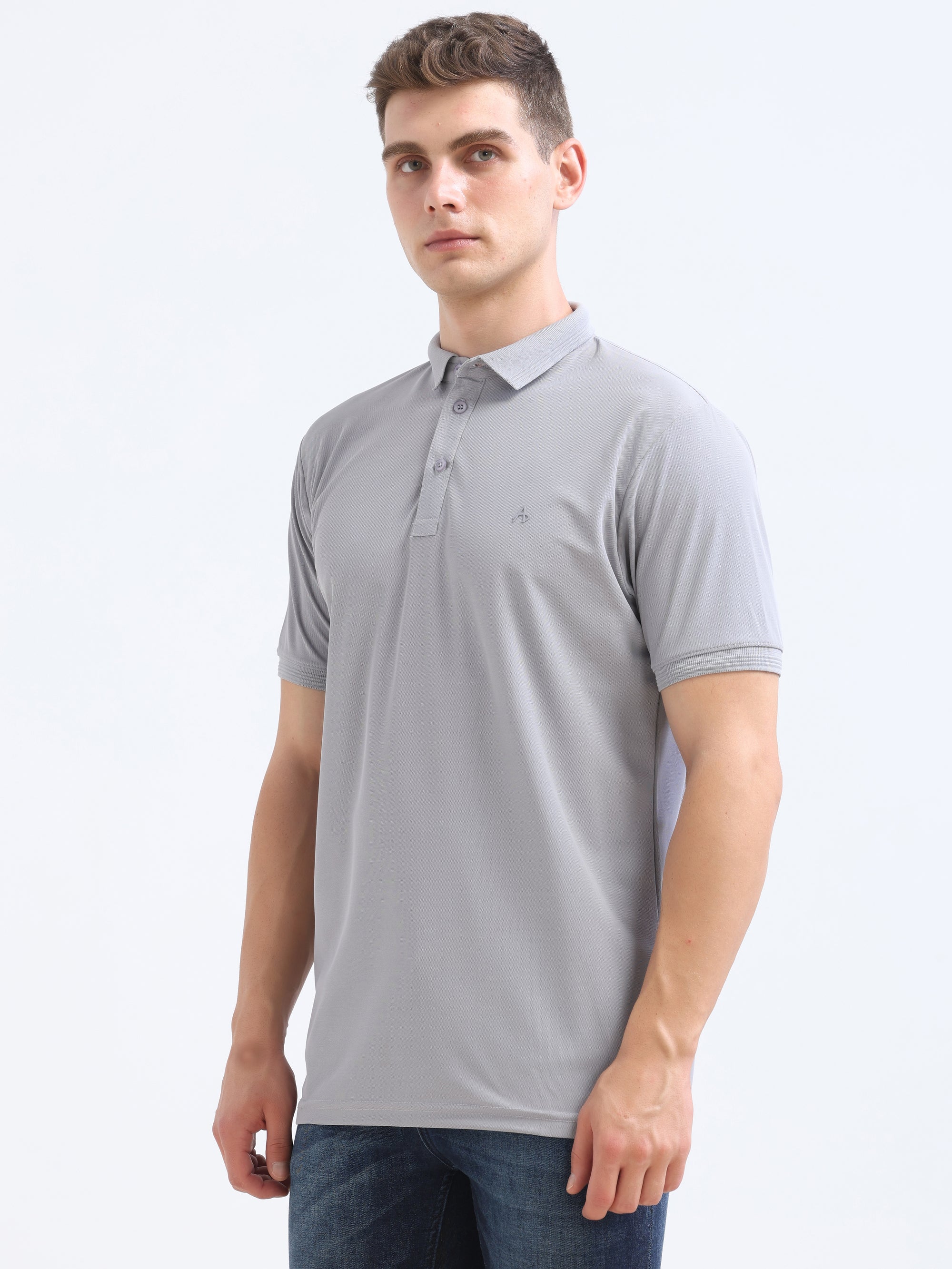 lt Grey Solid Polo Tshirt
