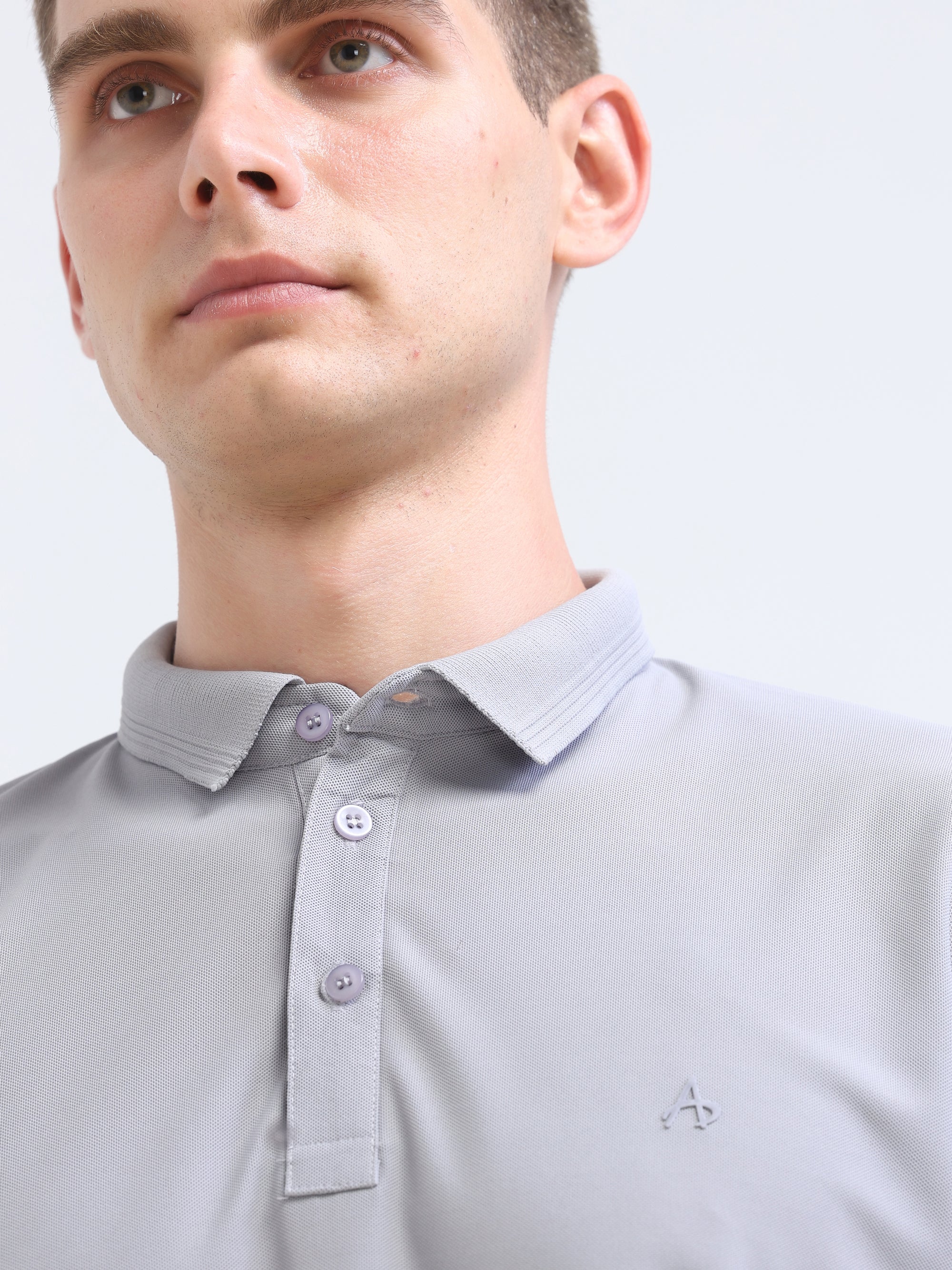 lt Grey Solid Polo Tshirt